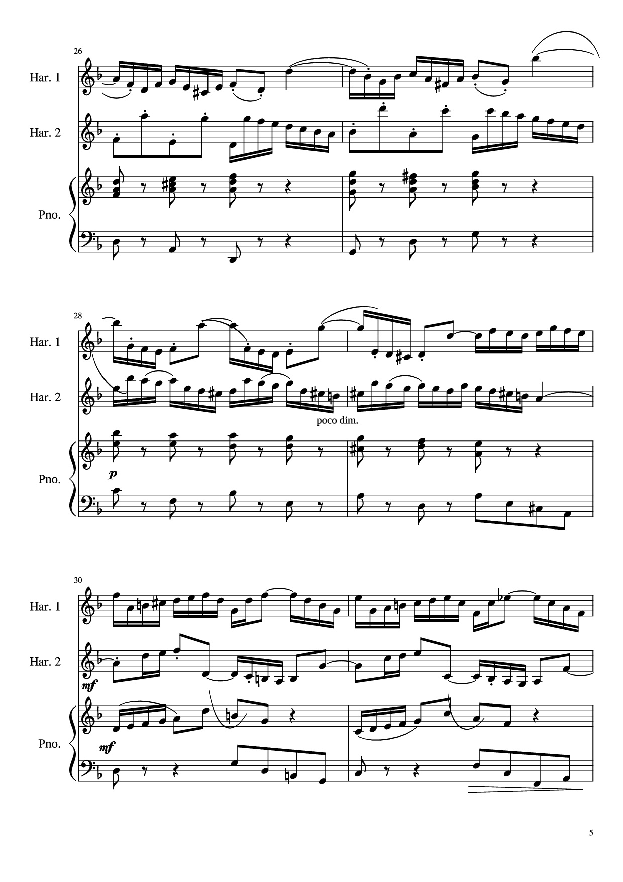 Page 5 of Sheet music PDF Concerto for Two Violins in D Minor Piano - Linghongjian