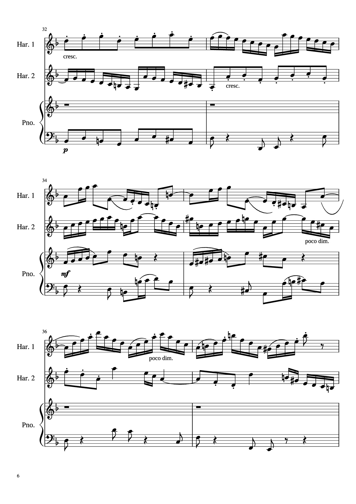 Page 6 of Sheet music PDF Concerto for Two Violins in D Minor Piano - Linghongjian
