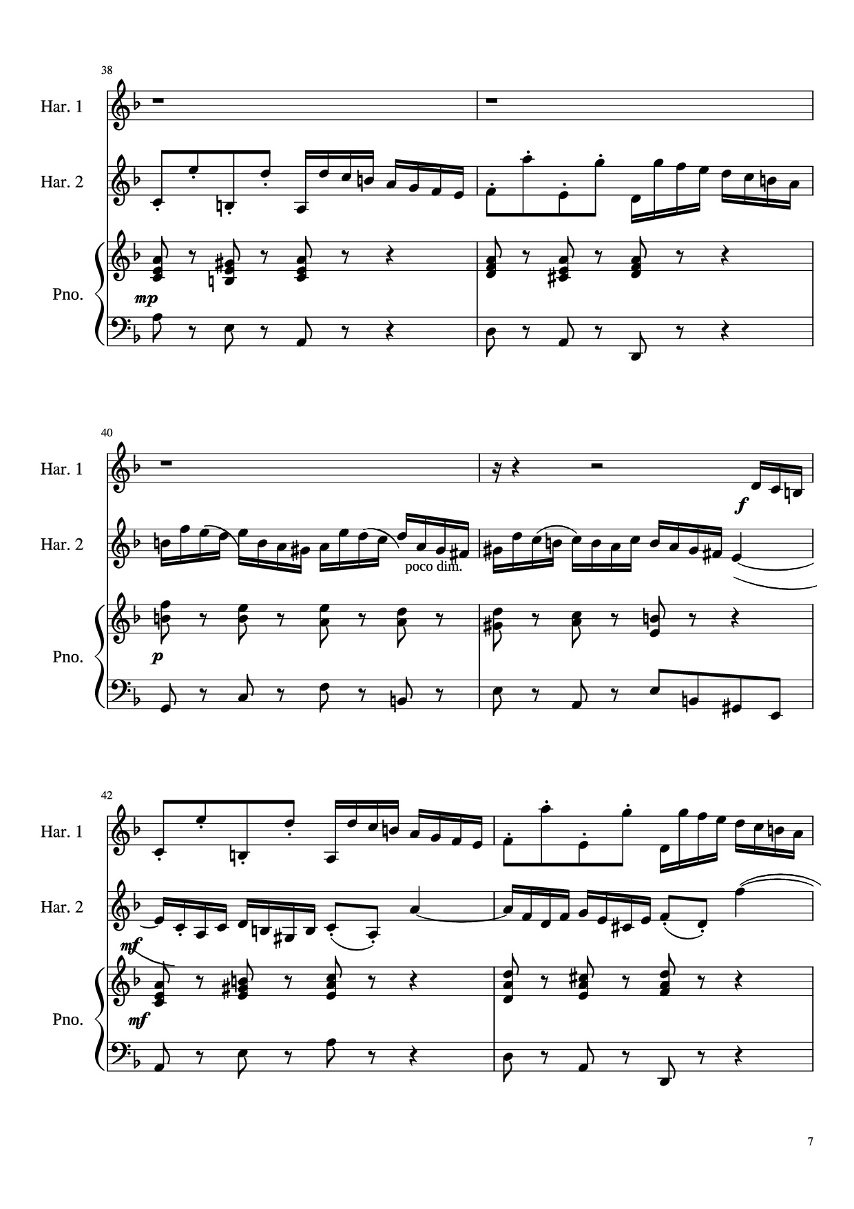 Page 7 of Sheet music PDF Concerto for Two Violins in D Minor Piano - Linghongjian