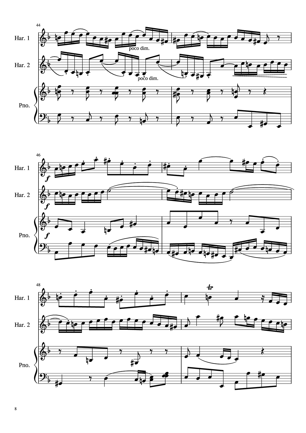 Page 8 of Sheet music PDF Concerto for Two Violins in D Minor Piano - Linghongjian