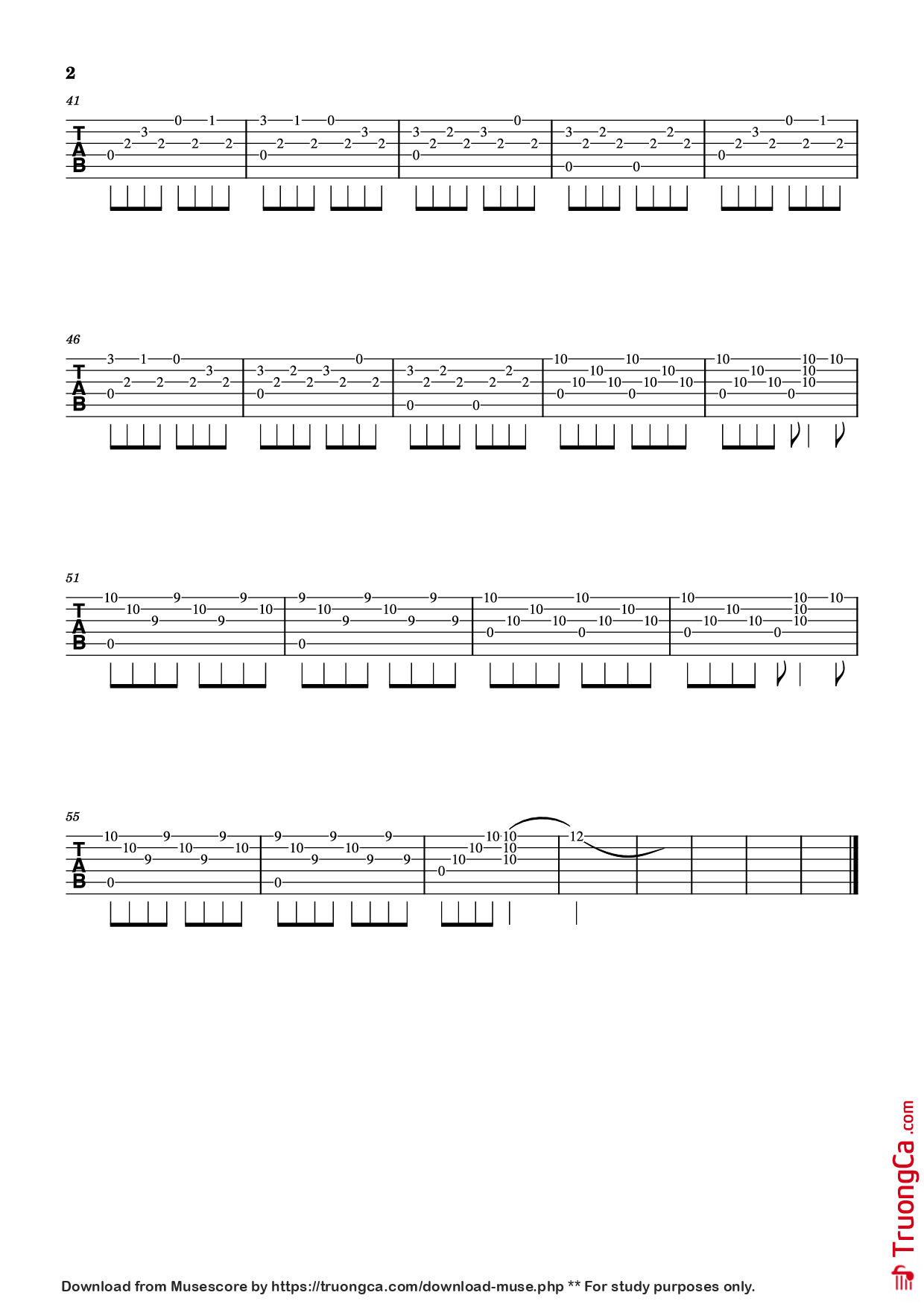 Page 2 of Sheet music PDF Guitar Tab Paint It Black - Acoustic Guitar Fingerstyle - E.M Bedford