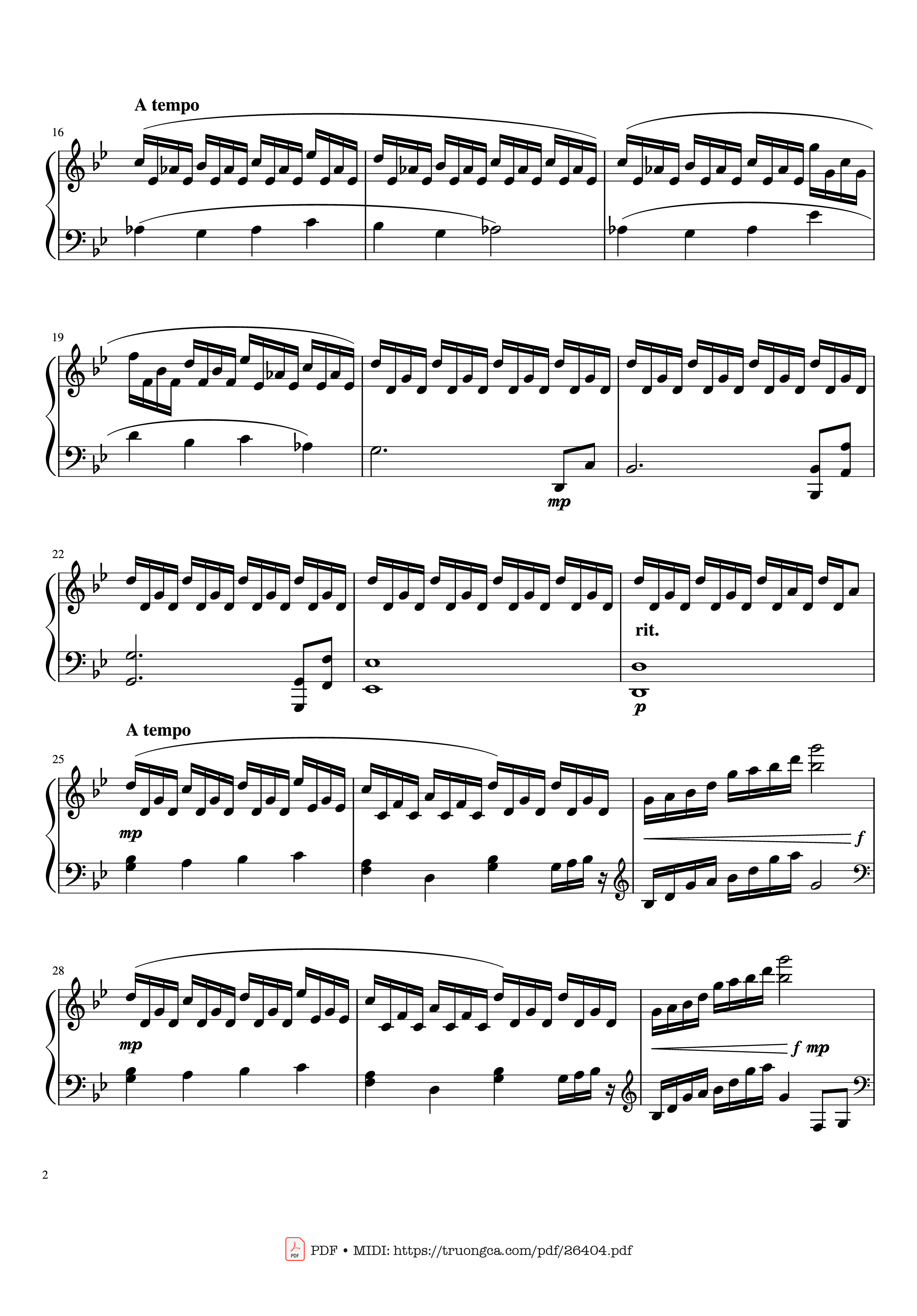 Page 2 of Sheet music PDF Piano Beauty and The Beast Prologue Piano - Composed by Alan Menkin