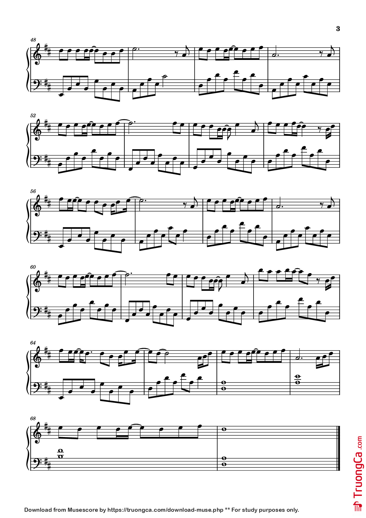 Page 3 of Sheet music PDF Piano 我终于等到你 Piano - 演唱/作词：任夏