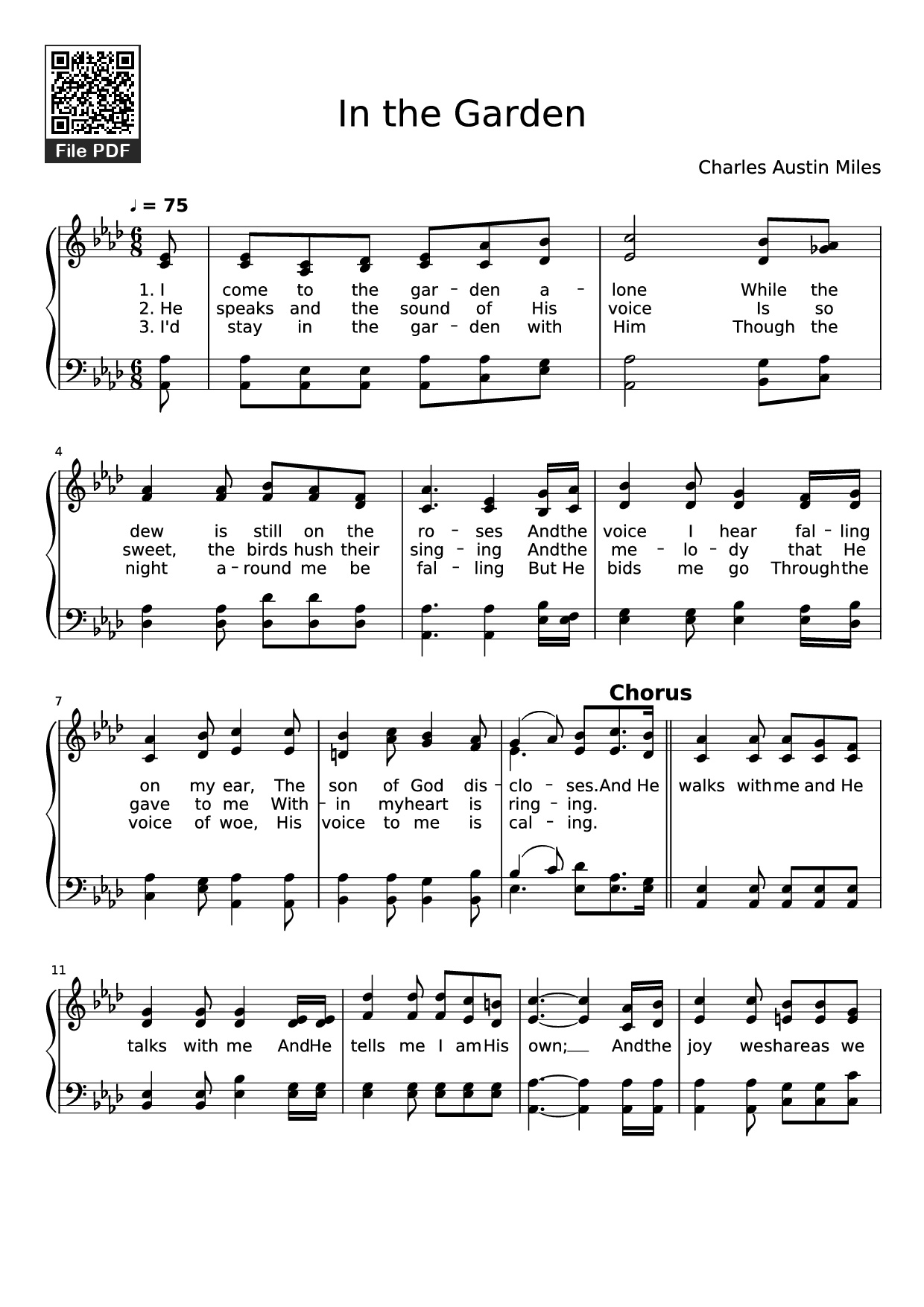 Page 1 of Sheet music PDF Piano In the Garden Piano - Charles Austin Miles