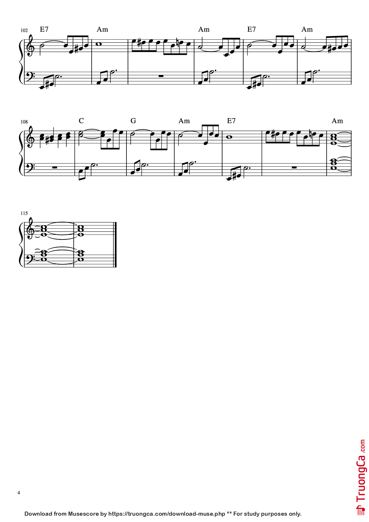 Page 4 of Sheet music PDF Piano Fur Elise Piano - Arranged by Esdras de Souza
