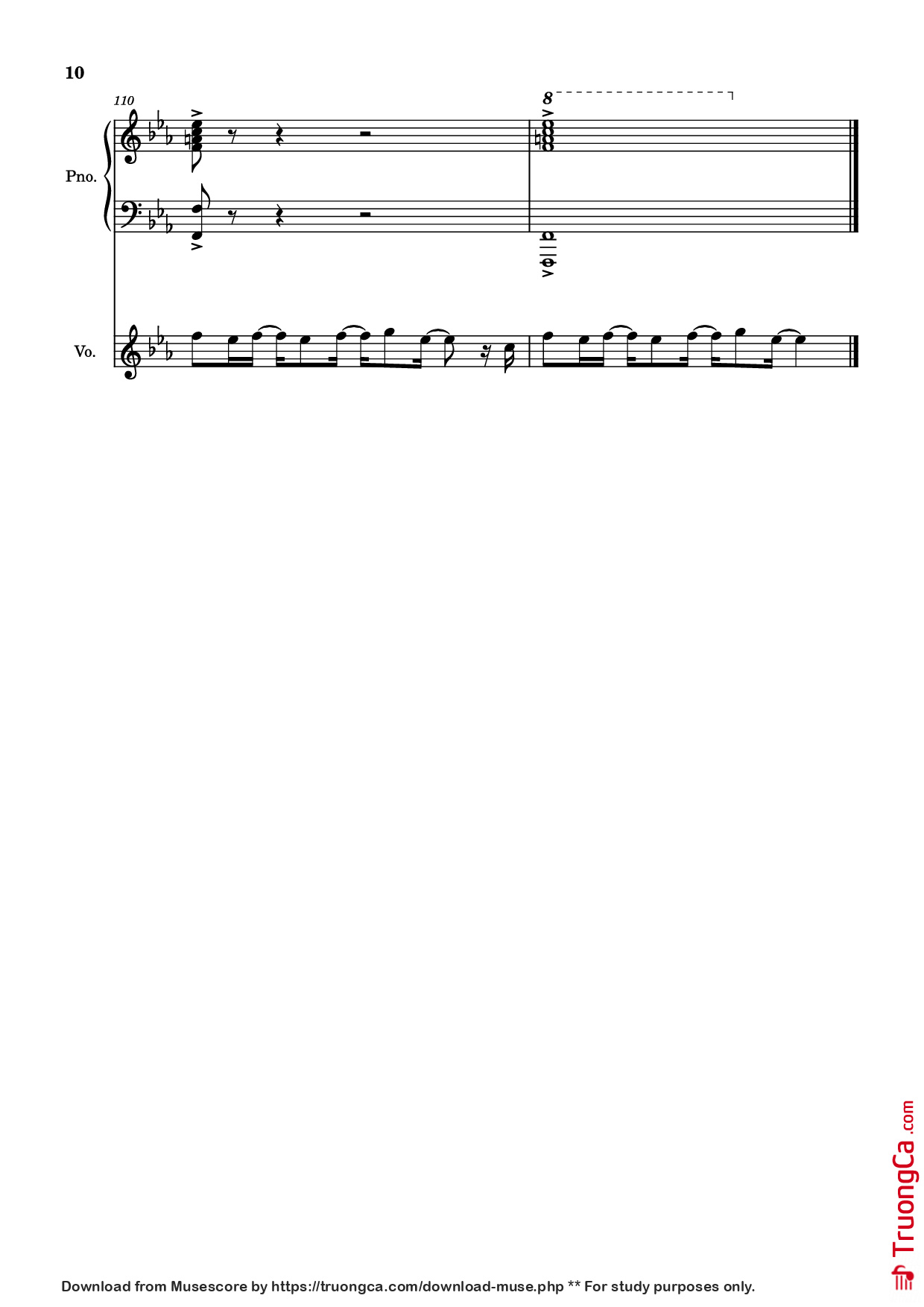 Page 10 of Sheet music PDF Piano 2012 Piano - Will Wood arr. Celandine