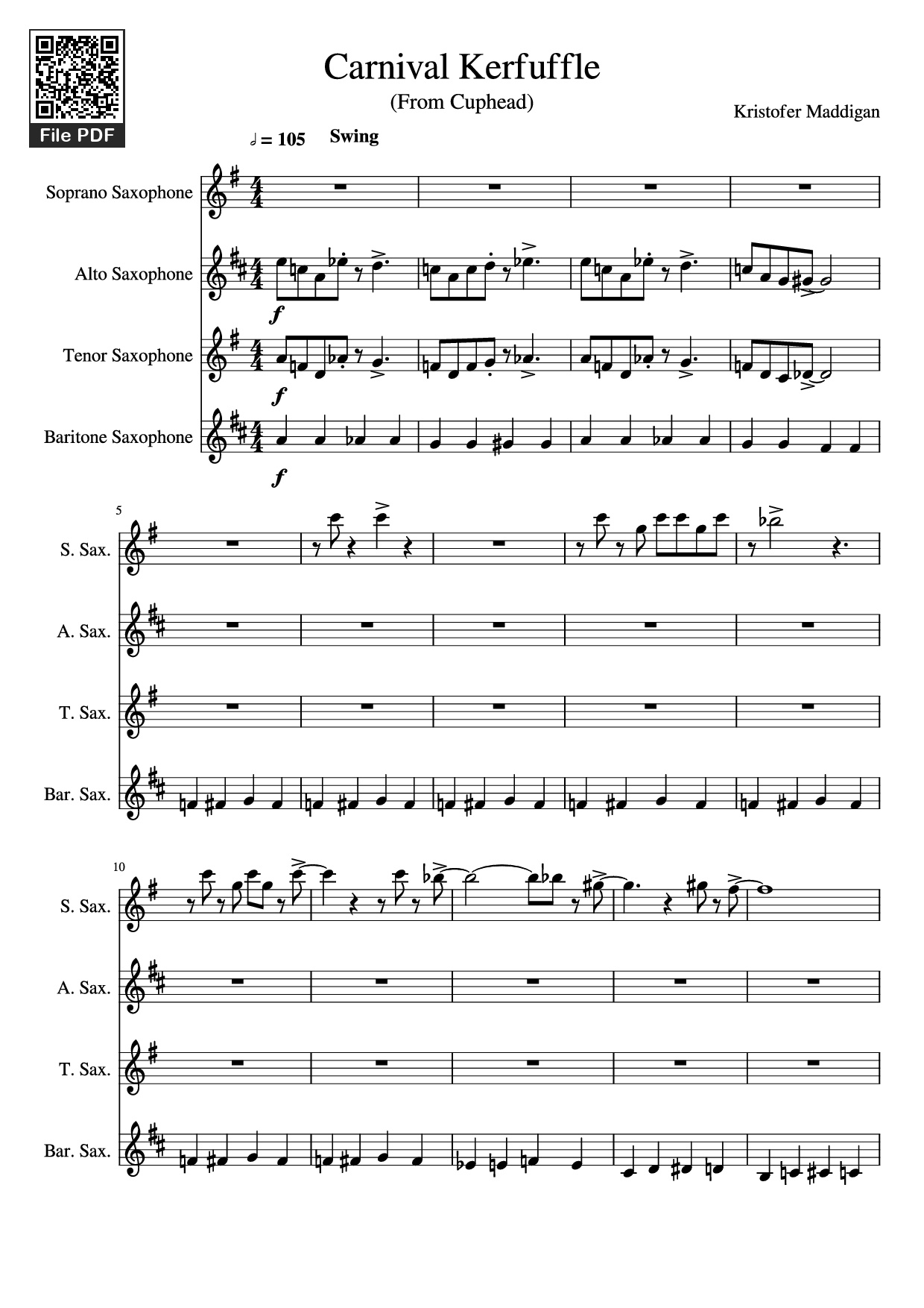 Page 1 of Sheet music PDF Carnival Kerfuffle - Kristofer Maddigan