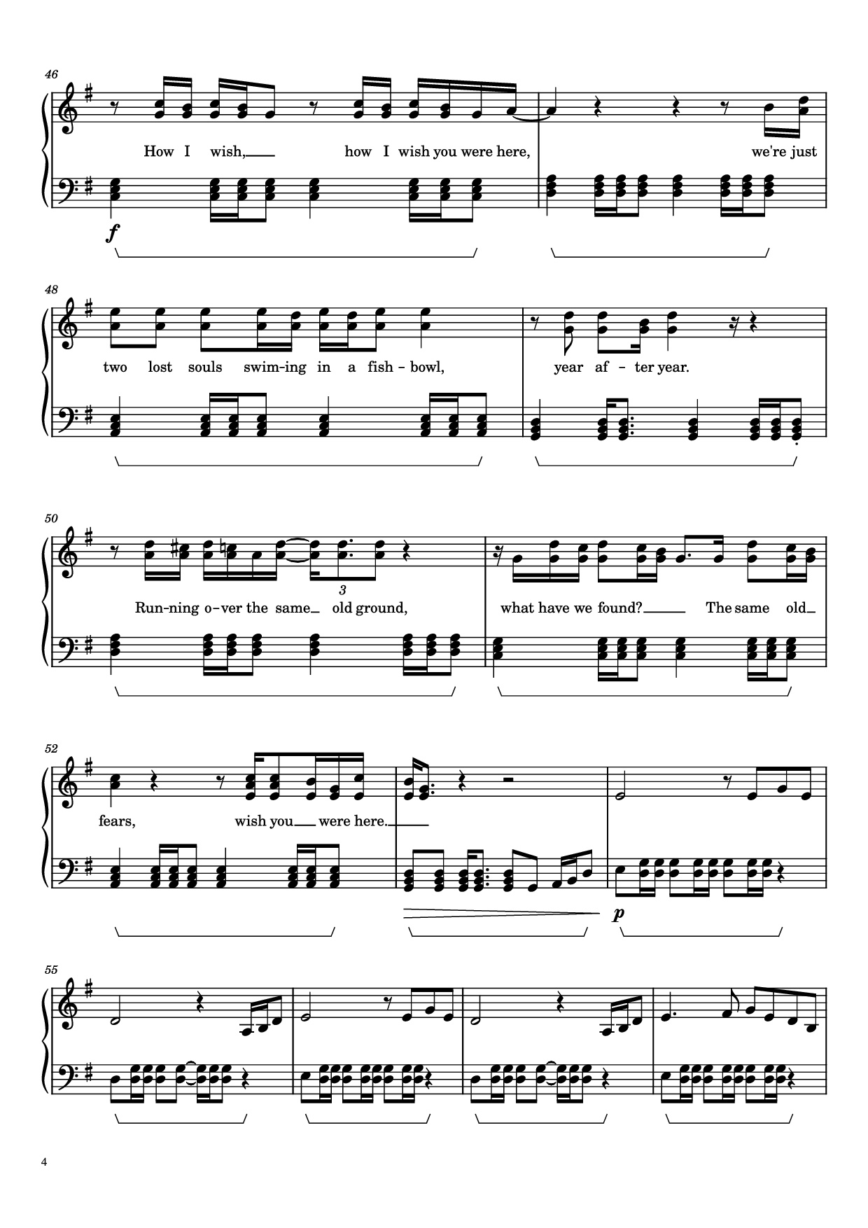 Page 4 of Sheet music PDF Piano Wish You Were Here Piano - Pink Floyd