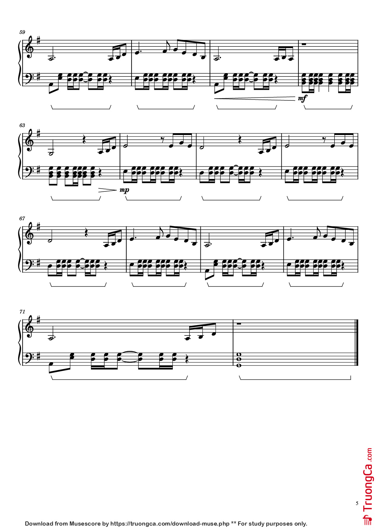Page 5 of Sheet music PDF Piano Wish You Were Here Piano - Pink Floyd