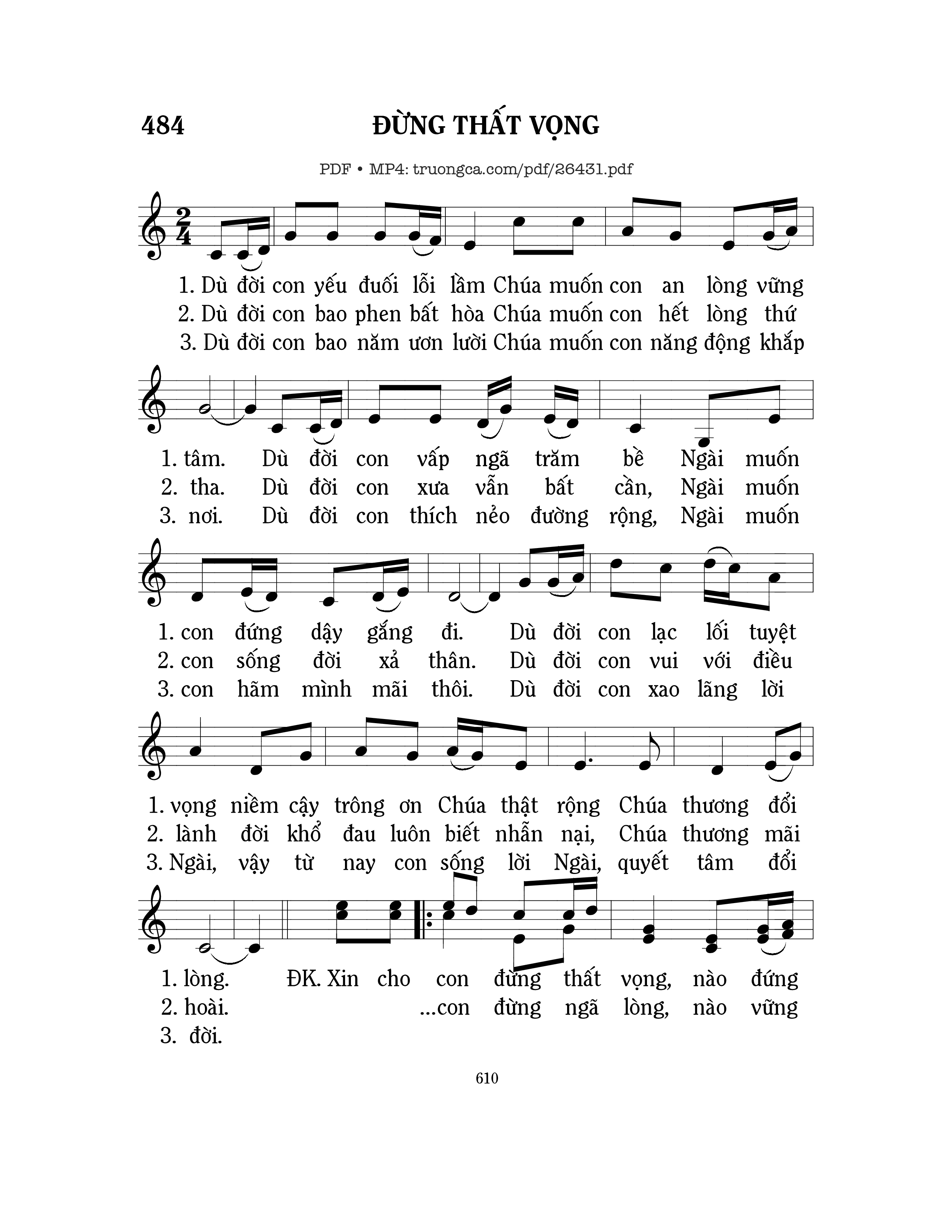 Page 1 of Sheet music PDF Đừng Thất Vọng - Mi Trầm