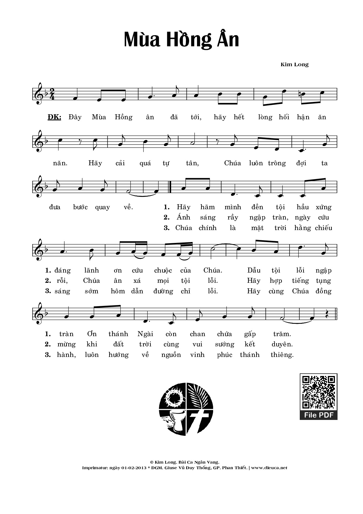 Đây Mùa Hồng ân đã tới hãy hết lòng hối hận ăn năn, Trang 1