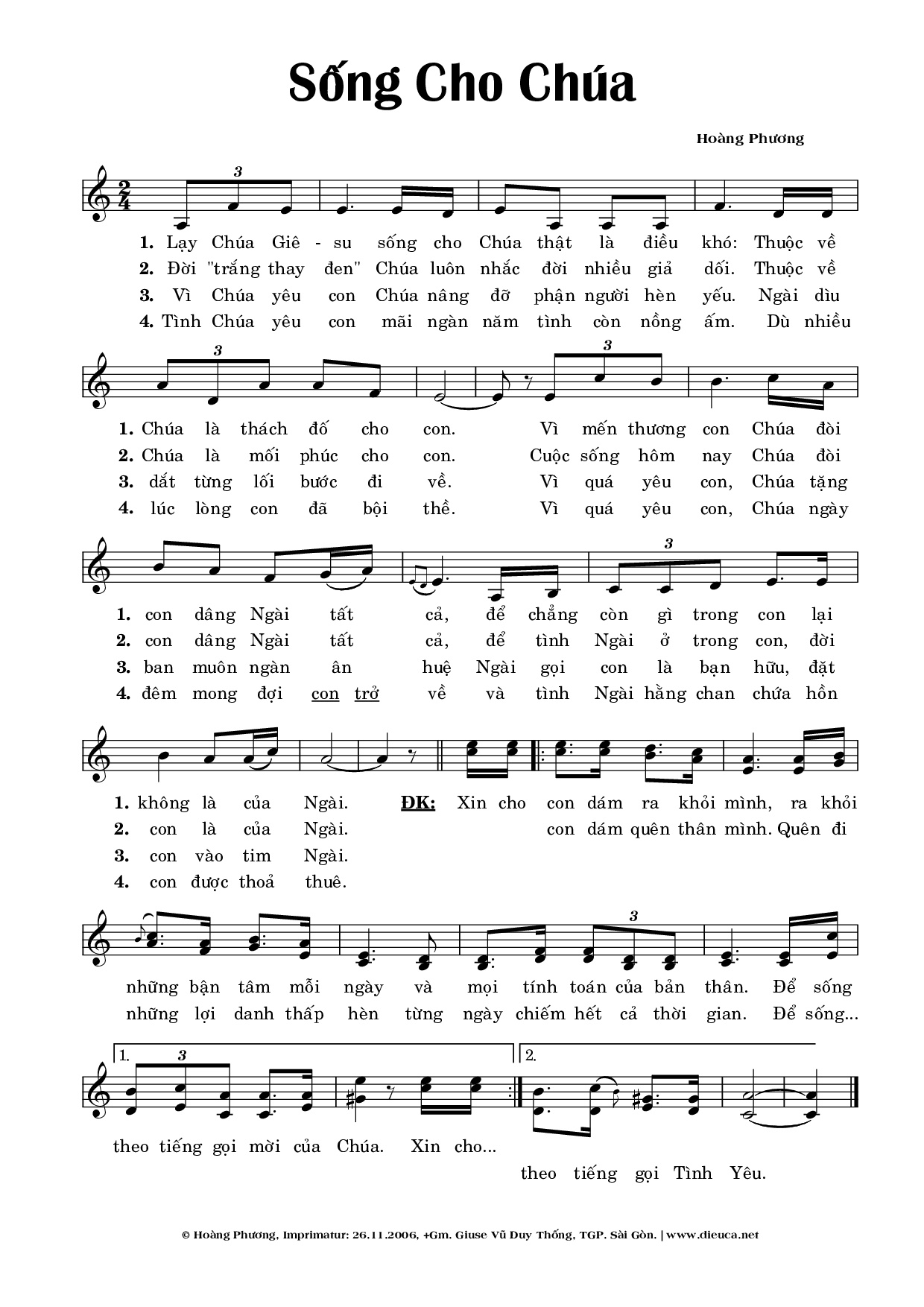 Sống Cho Chúa - Hoàng Phương