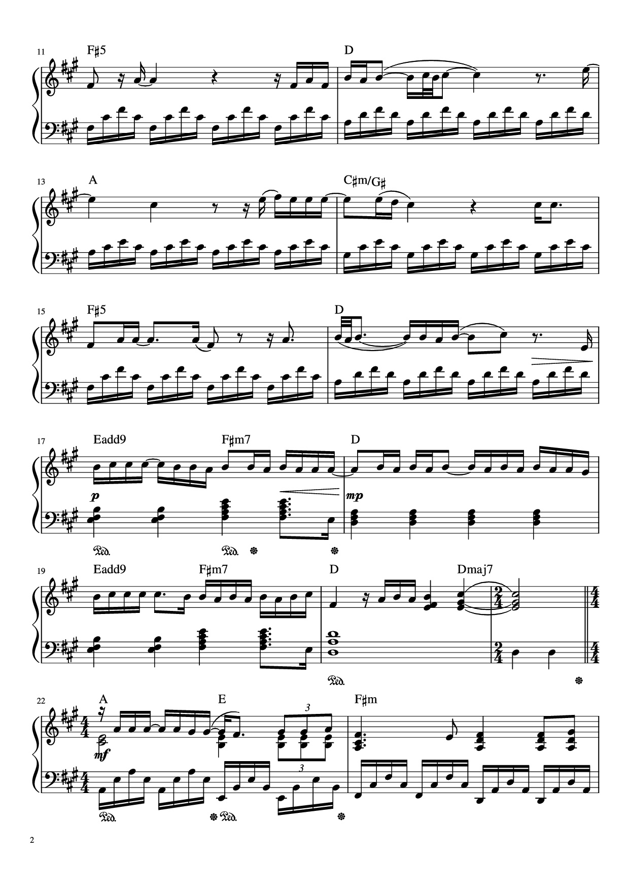 Page 2 of Sheet music PDF Piano Someone Like You Piano - Words and Music by Adele Adrins and Dan Wilson