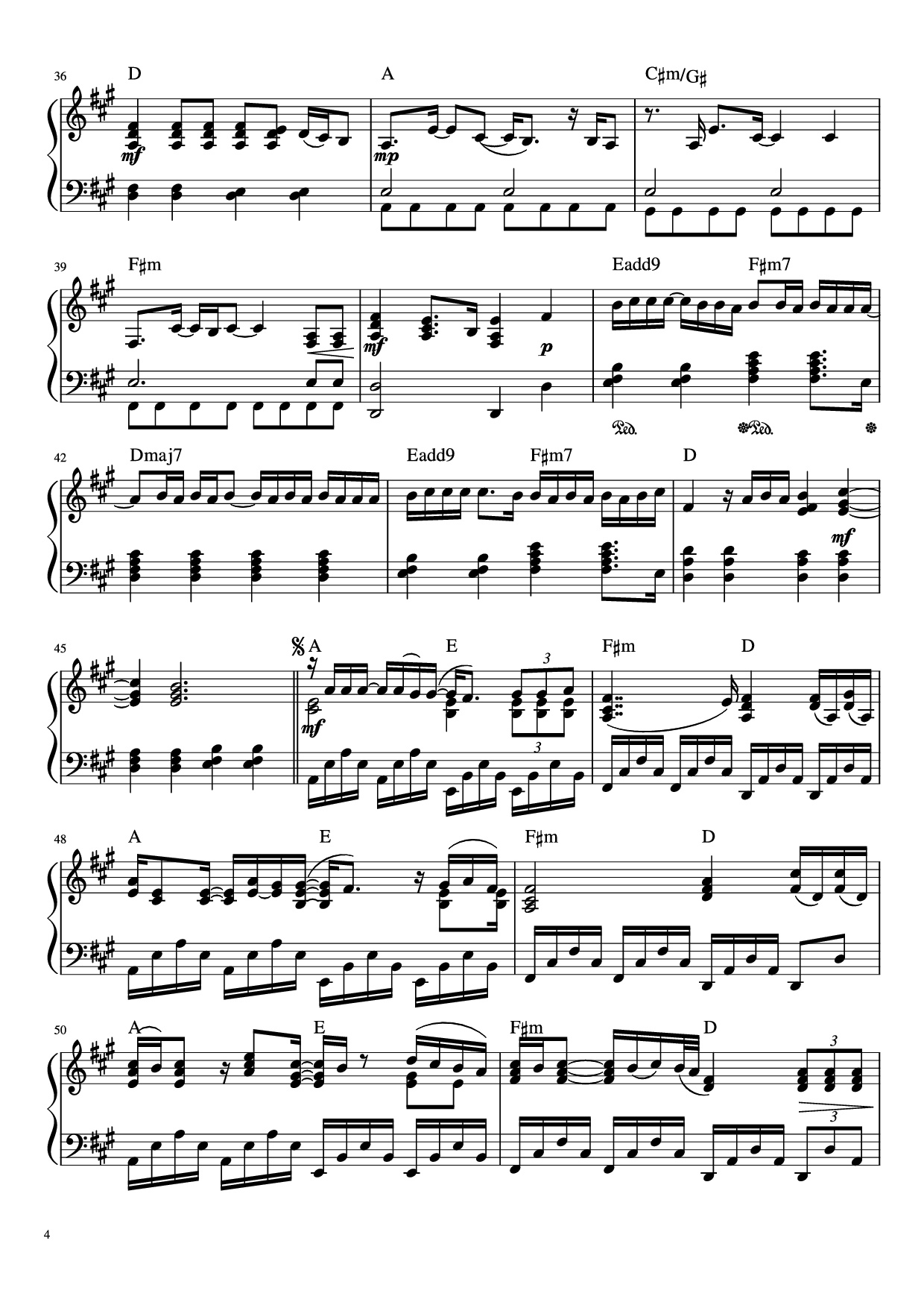 Page 4 of Sheet music PDF Piano Someone Like You Piano - Words and Music by Adele Adrins and Dan Wilson