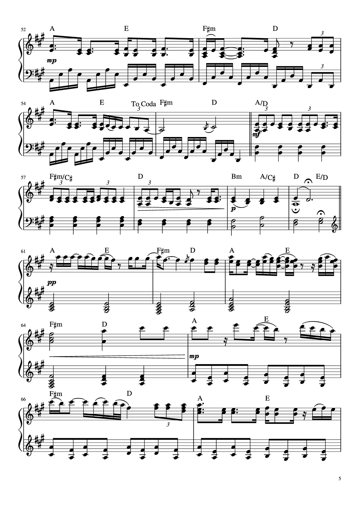 Page 5 of Sheet music PDF Piano Someone Like You Piano - Words and Music by Adele Adrins and Dan Wilson