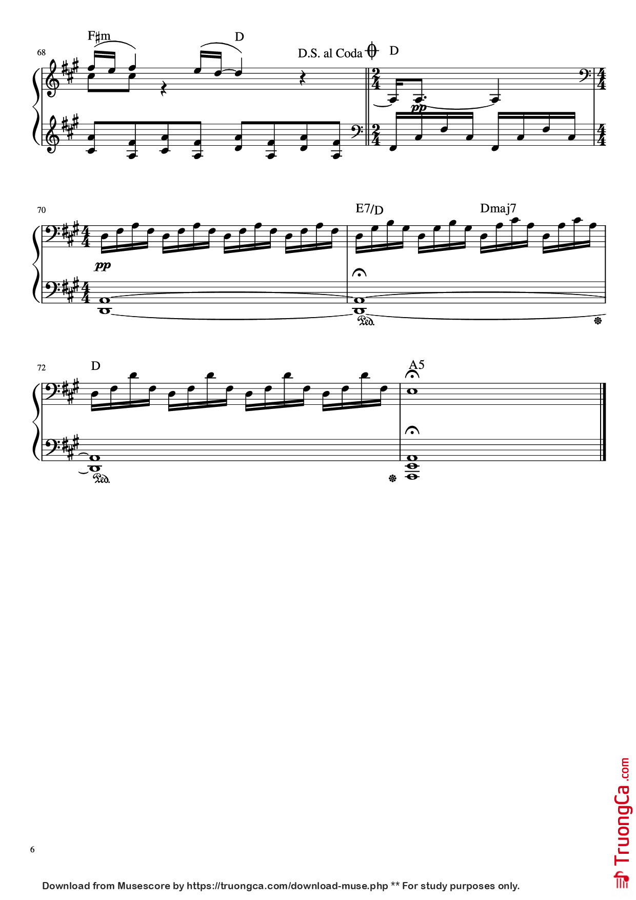 Page 6 of Sheet music PDF Piano Someone Like You Piano - Words and Music by Adele Adrins and Dan Wilson