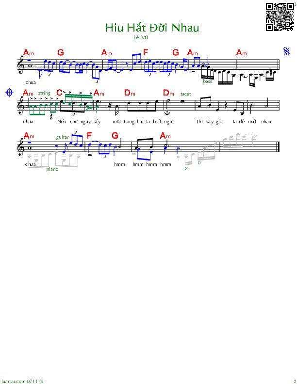 Page 2 of Sheet music PDF Hiu hắt đời nhau - Lê Vũ