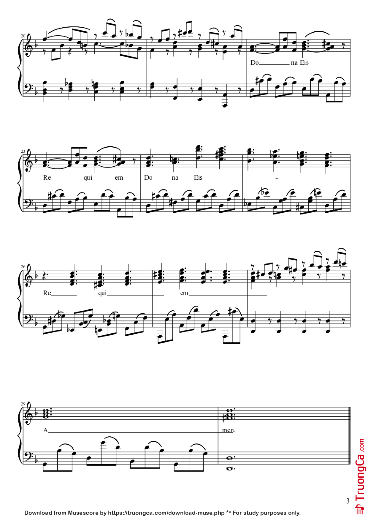 Page 3 of Sheet music PDF Piano Lacrimosa Piano - Wolfgang Amadeus Mozart (1756-1791