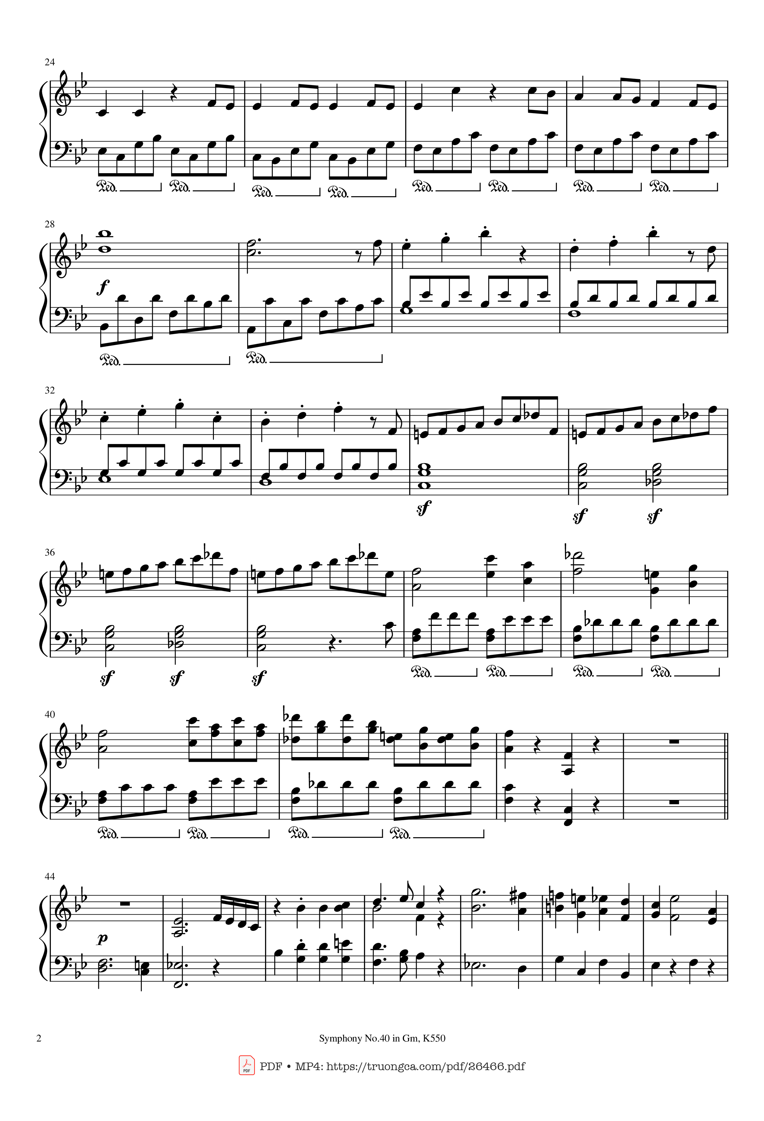 Page 2 of Sheet music PDF Piano Symphony No.40 in Gm, K550 Piano - W.A.Mozart