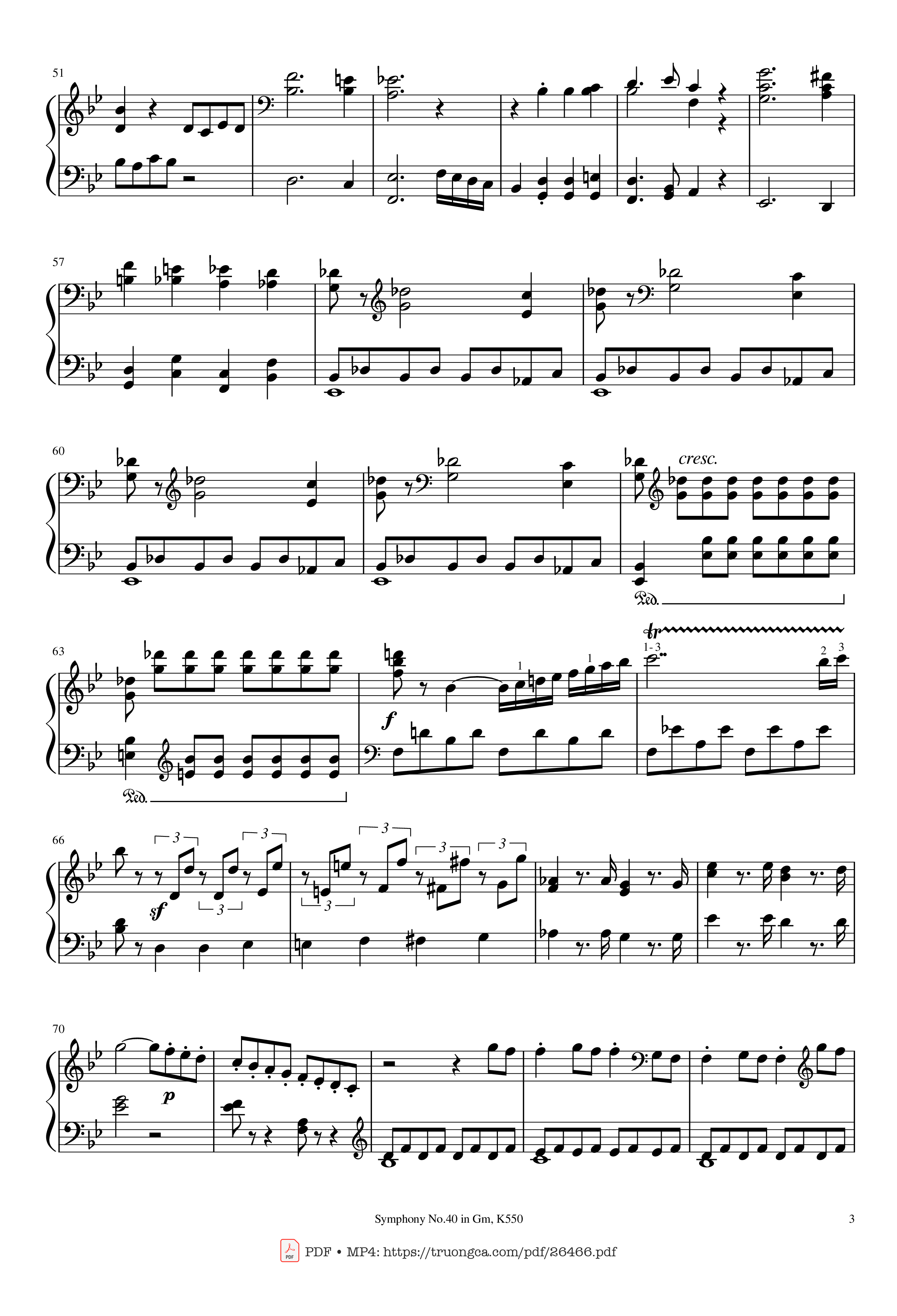 Page 3 of Sheet music PDF Piano Symphony No.40 in Gm, K550 Piano - W.A.Mozart