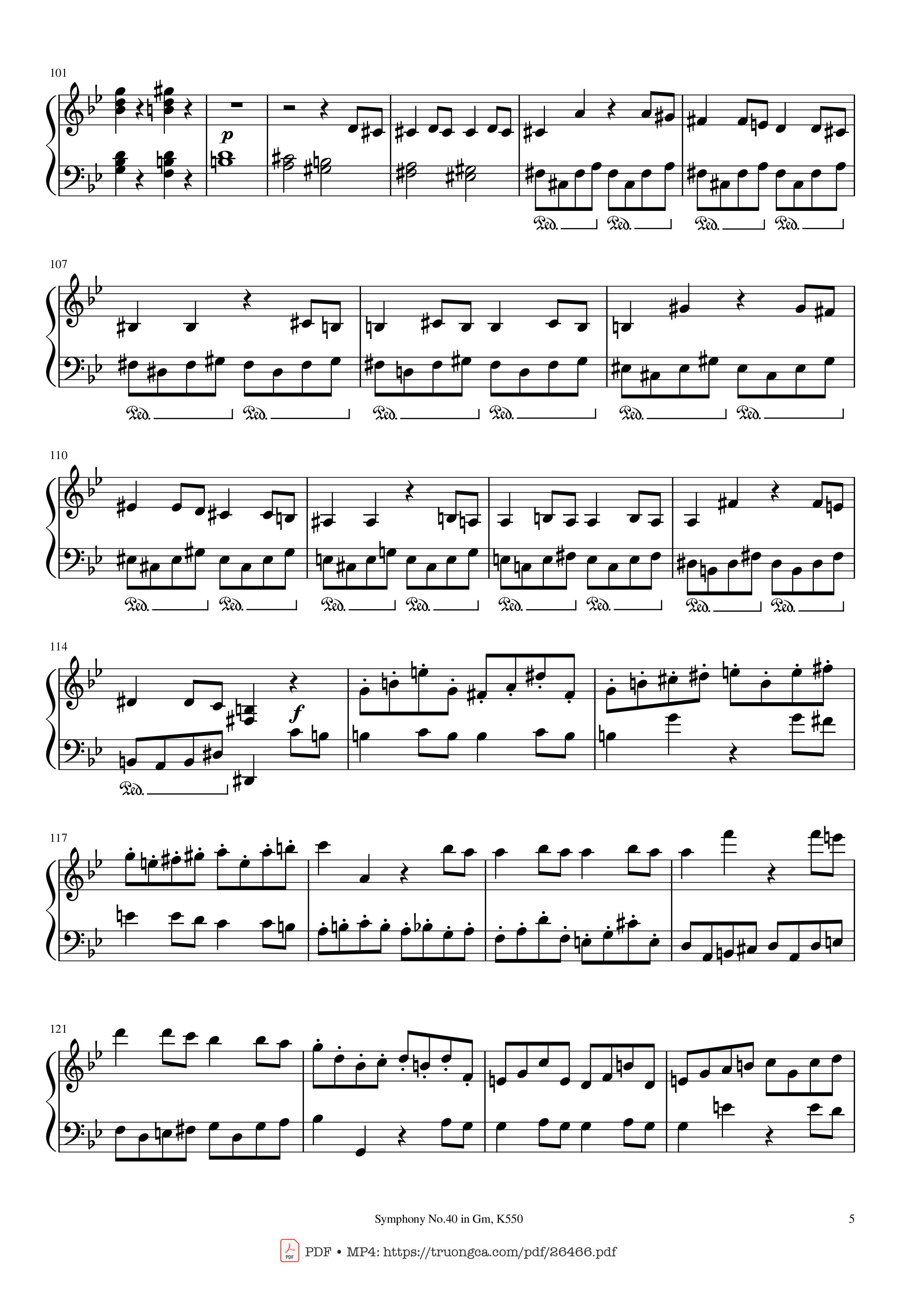 Page 5 of Sheet music PDF Piano Symphony No.40 in Gm, K550 Piano - W.A.Mozart