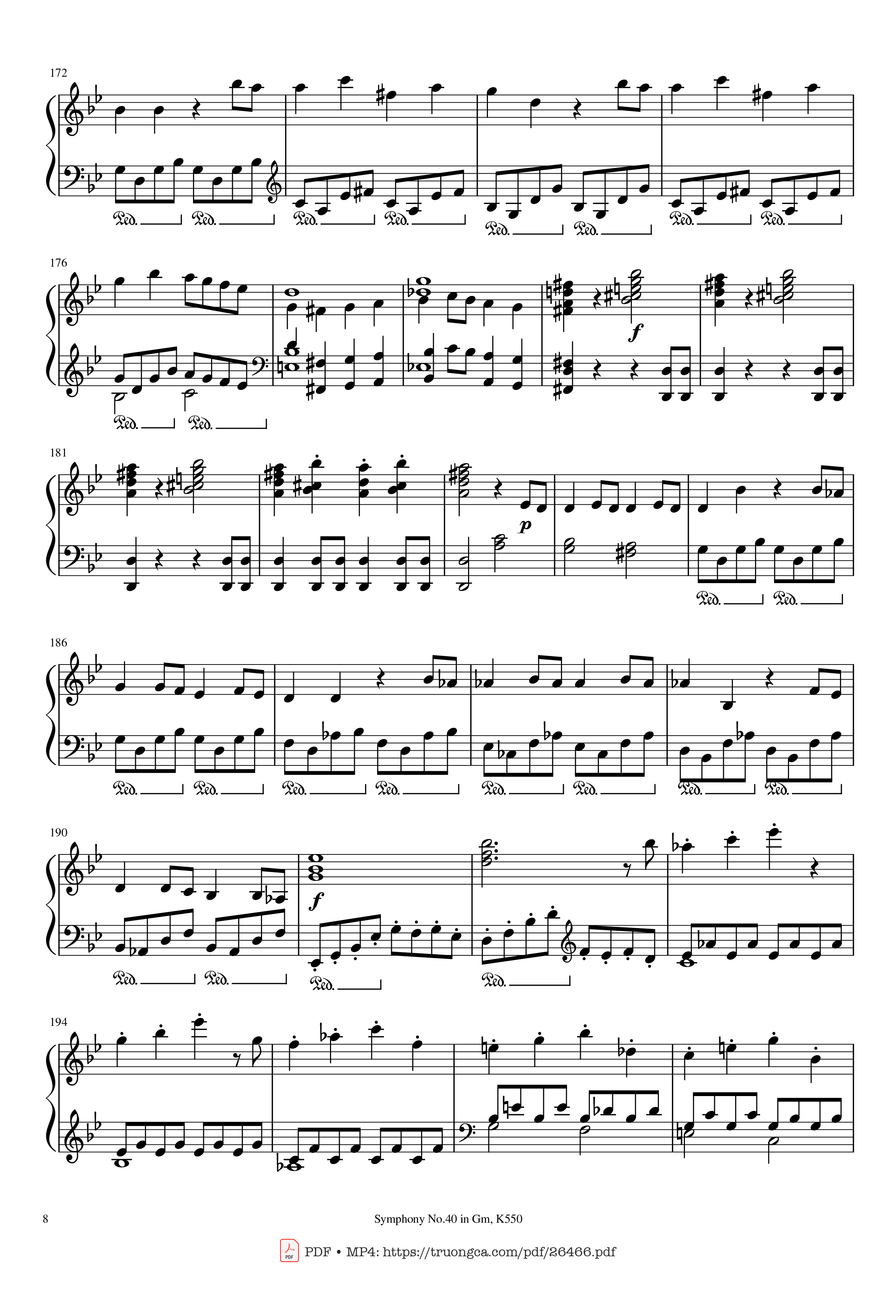 Page 8 of Sheet music PDF Piano Symphony No.40 in Gm, K550 Piano - W.A.Mozart