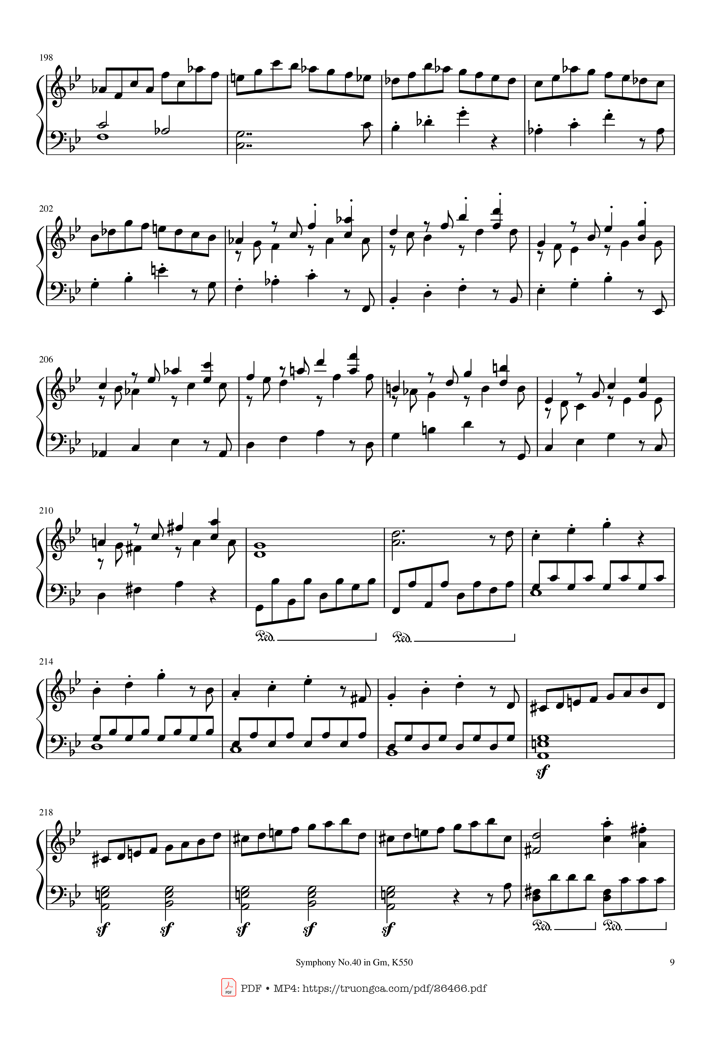 Page 9 of Sheet music PDF Piano Symphony No.40 in Gm, K550 Piano - W.A.Mozart