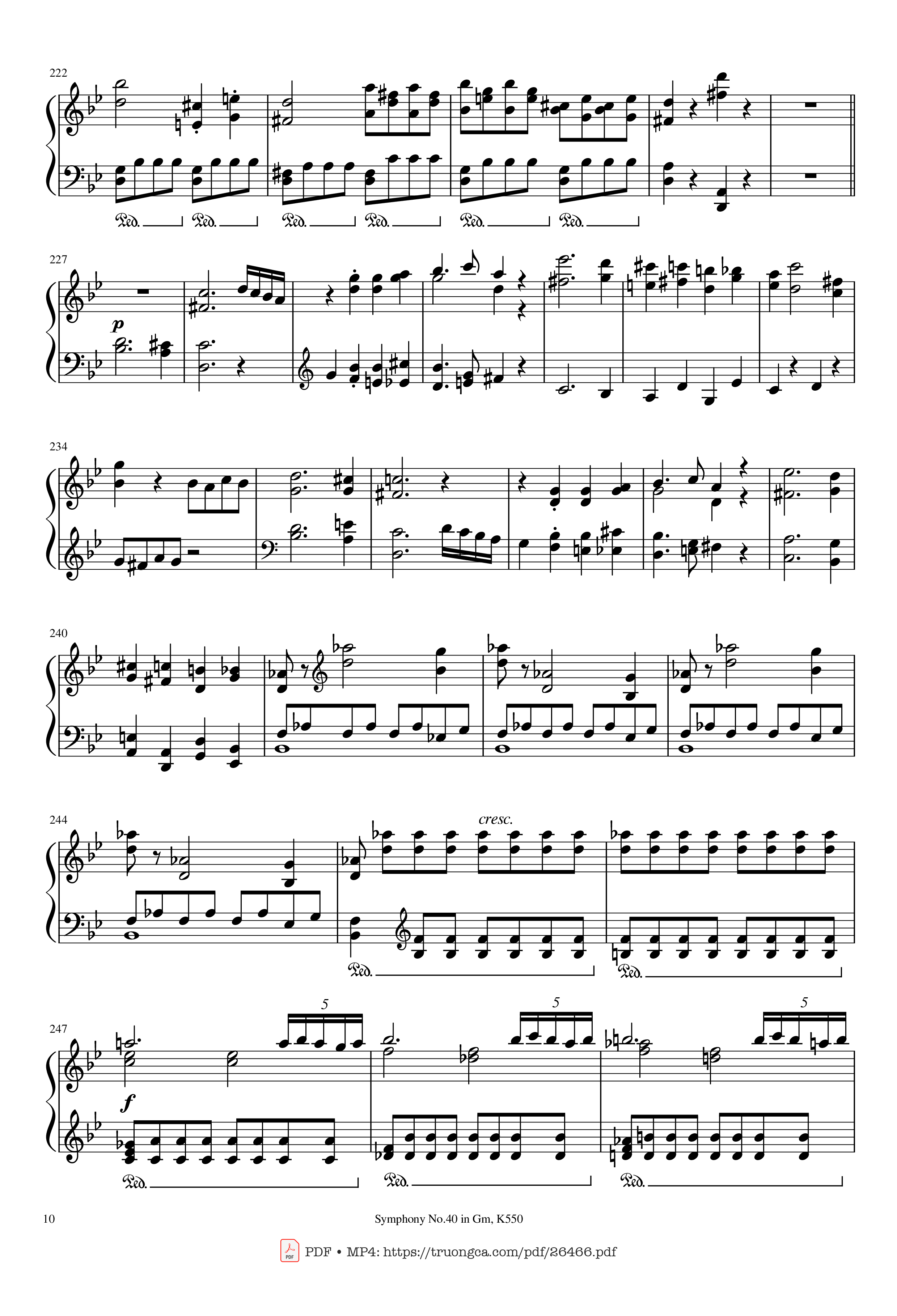 Page 10 of Sheet music PDF Piano Symphony No.40 in Gm, K550 Piano - W.A.Mozart