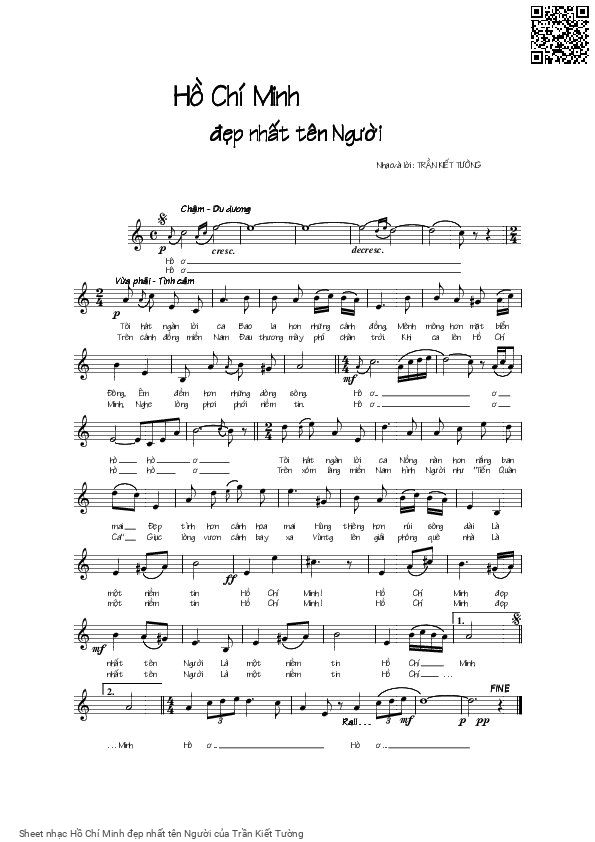 Sheet PDF of Hồ Chí Minh đẹp nhất tên Người