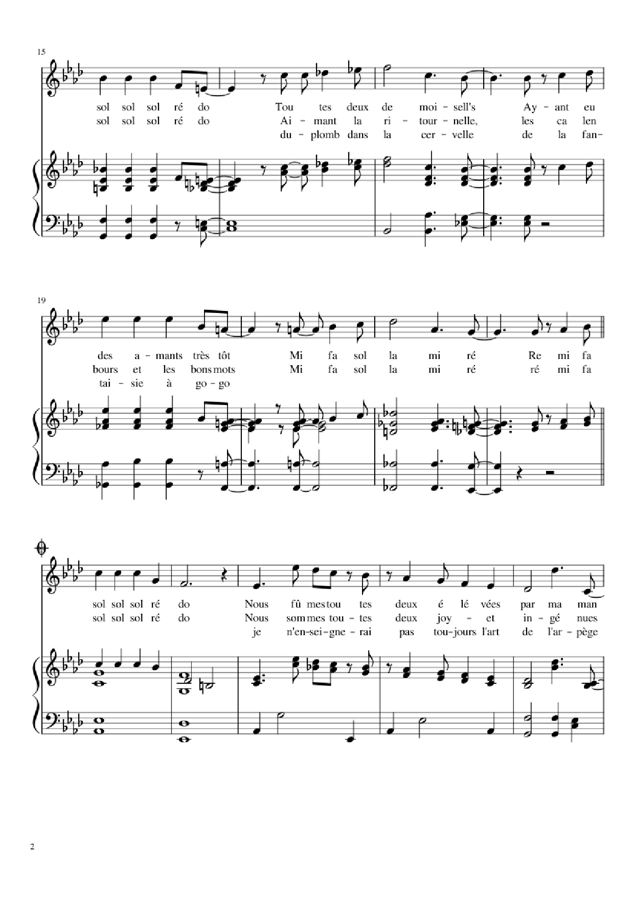 Page 2 of Sheet music PDF Piano Chanson des jumelles Piano - Michel Legrand