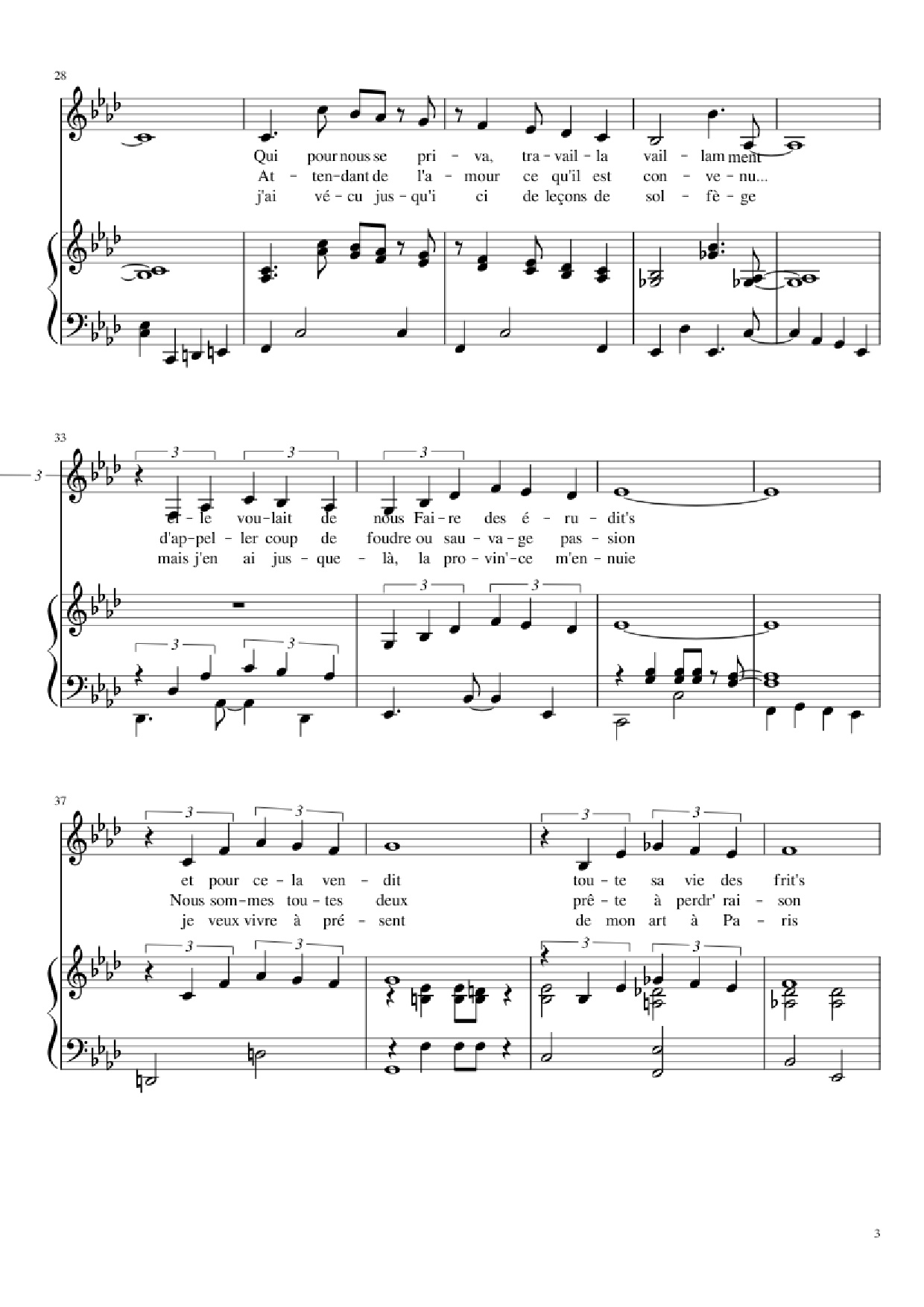 Page 3 of Sheet music PDF Piano Chanson des jumelles Piano - Michel Legrand