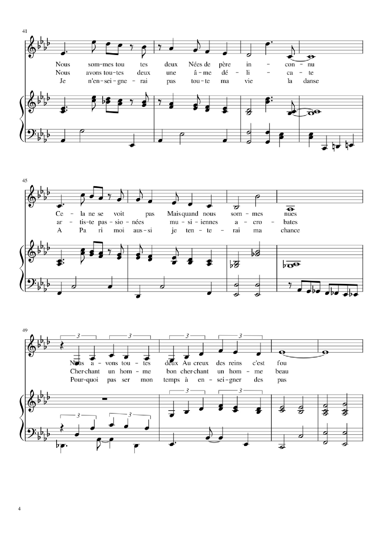 Page 4 of Sheet music PDF Piano Chanson des jumelles Piano - Michel Legrand