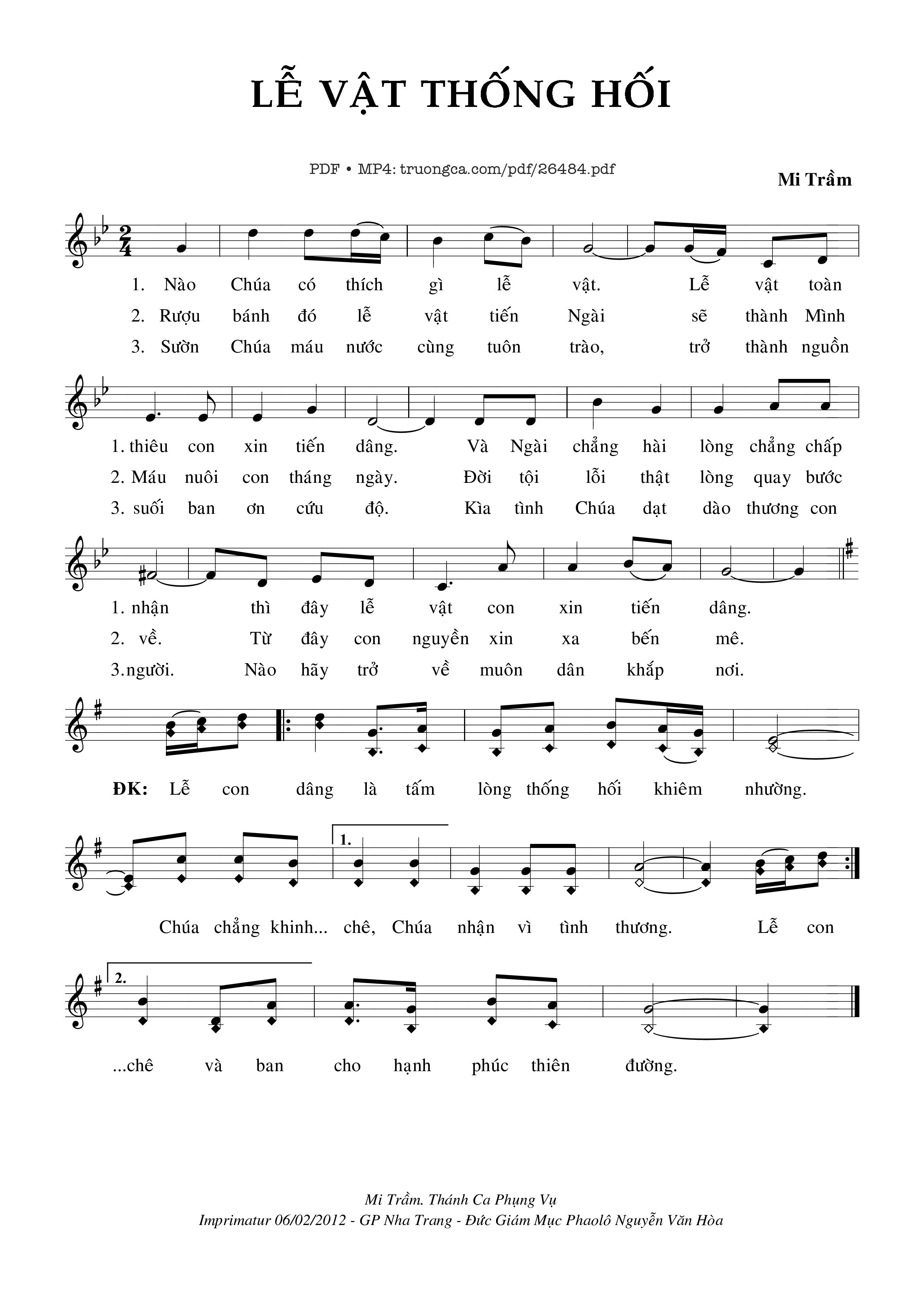 Sheet PDF of Lễ Vật Thống Hối