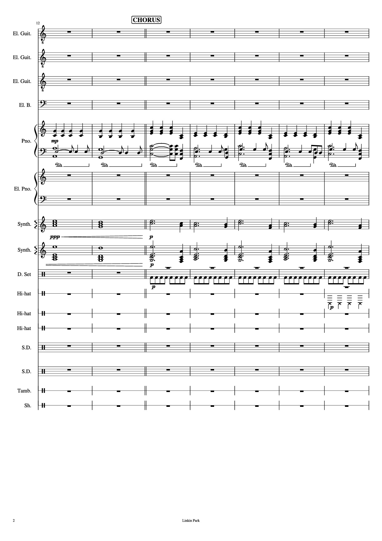 Page 2 of Sheet music PDF Piano Guitar Tab Iridescent Piano - Linkin Park