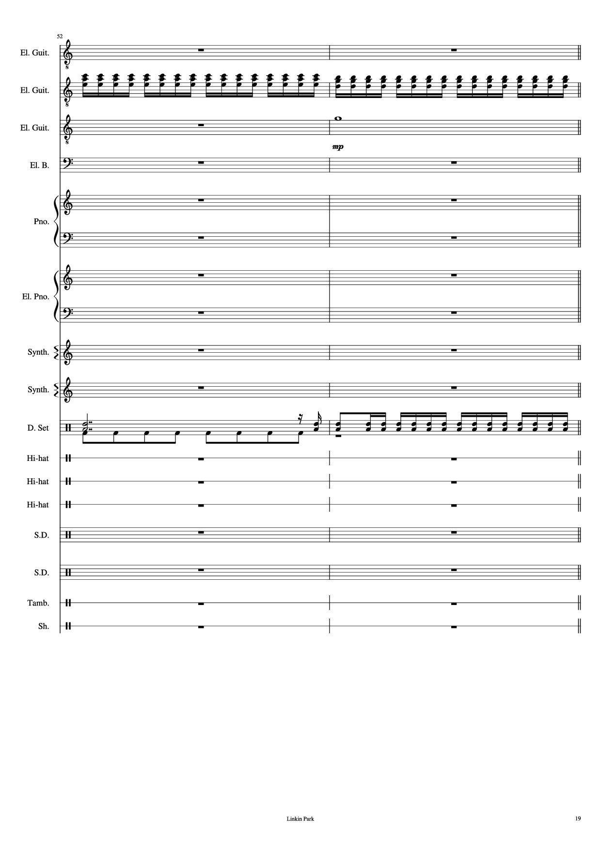 Page 19 of Sheet music PDF Piano Guitar Tab Iridescent Piano - Linkin Park