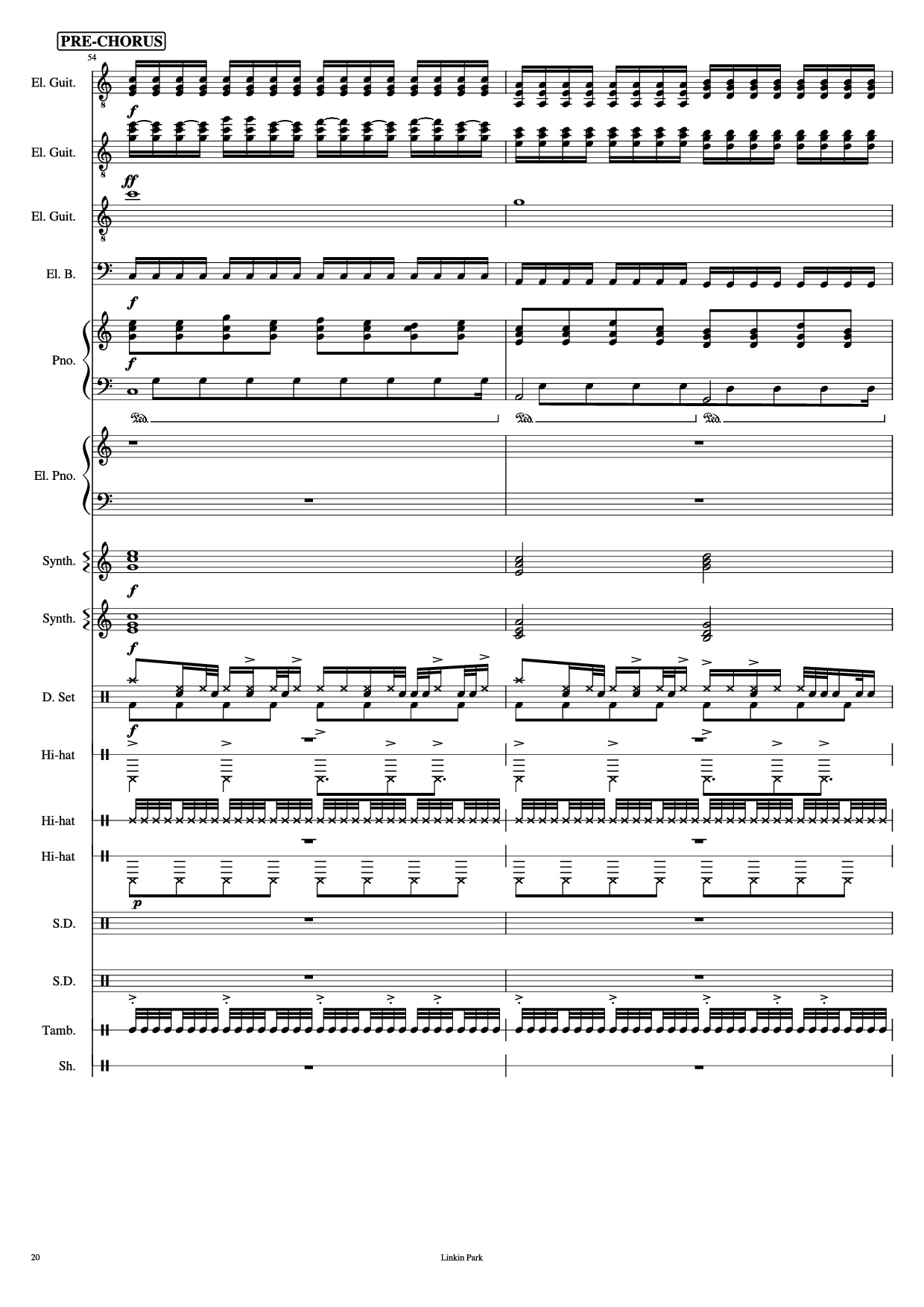Page 20 of Sheet music PDF Piano Guitar Tab Iridescent Piano - Linkin Park