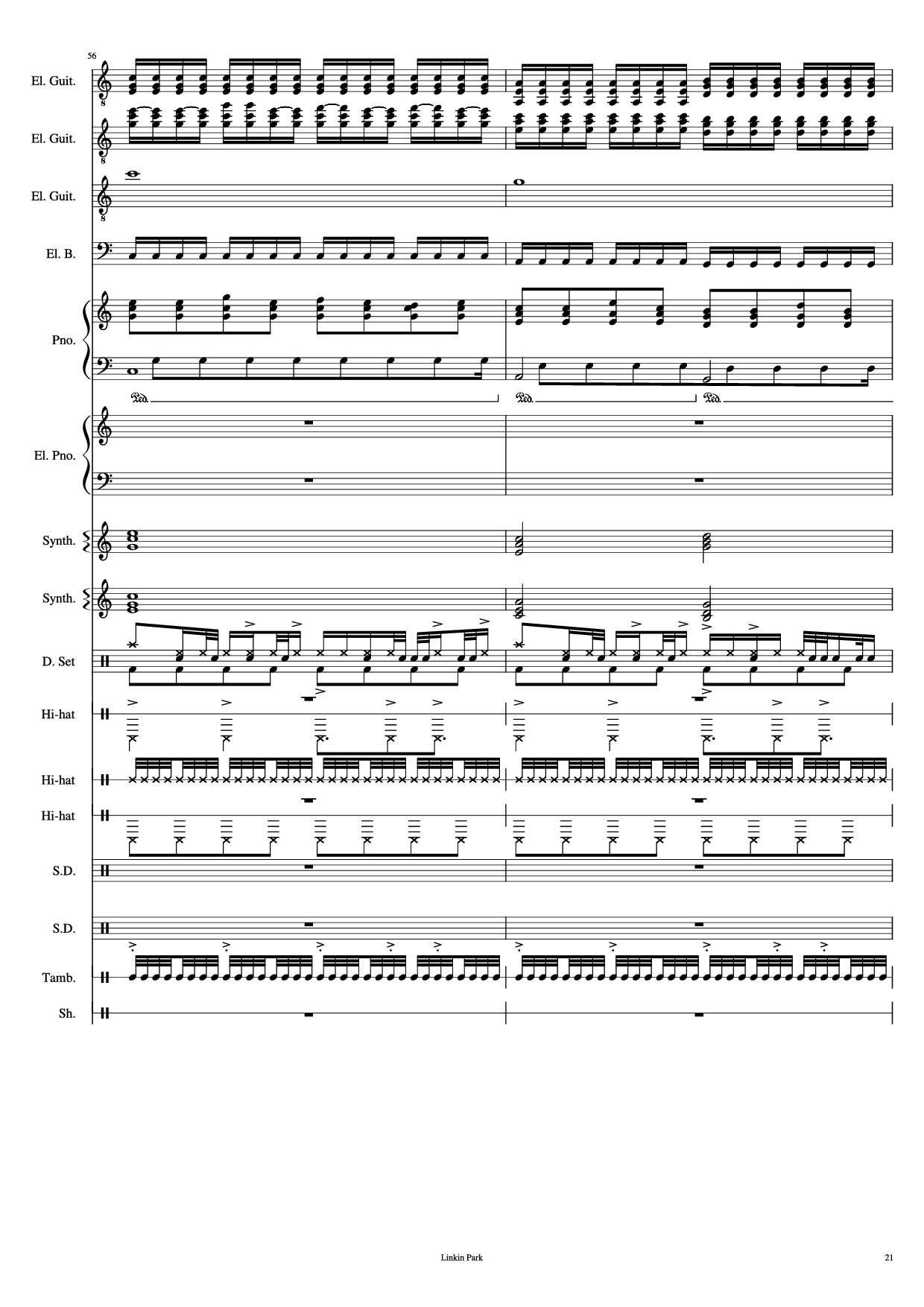 Page 21 of Sheet music PDF Piano Guitar Tab Iridescent Piano - Linkin Park