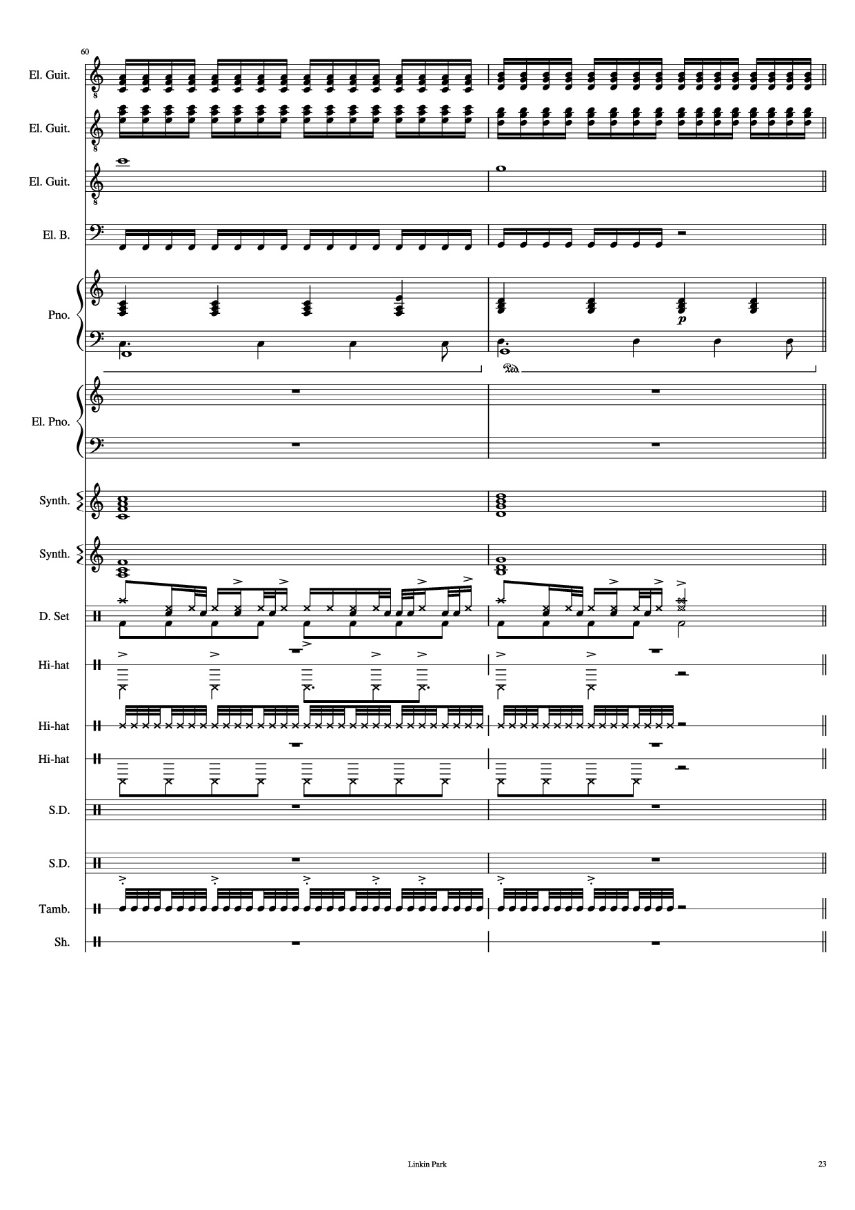 Page 23 of Sheet music PDF Piano Guitar Tab Iridescent Piano - Linkin Park