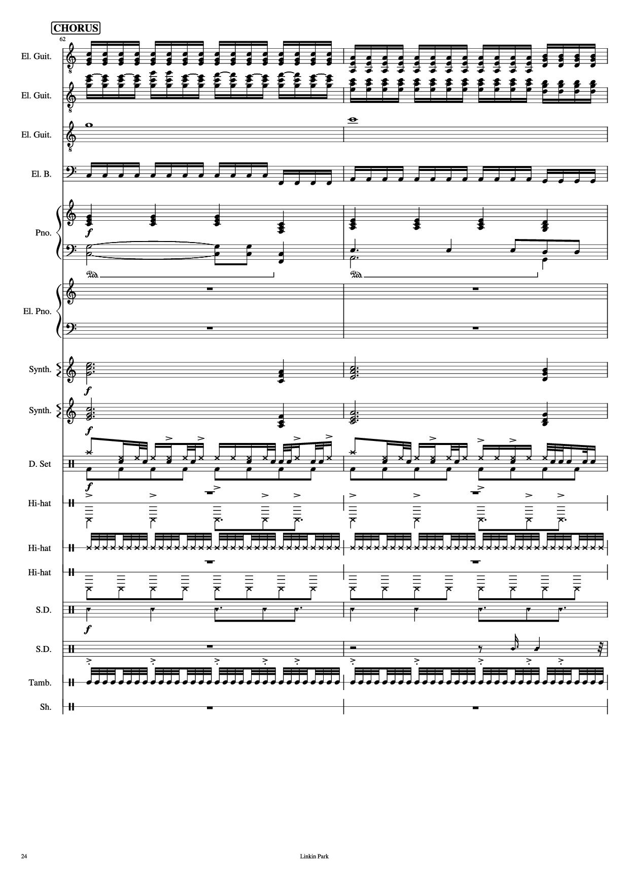 Page 24 of Sheet music PDF Piano Guitar Tab Iridescent Piano - Linkin Park