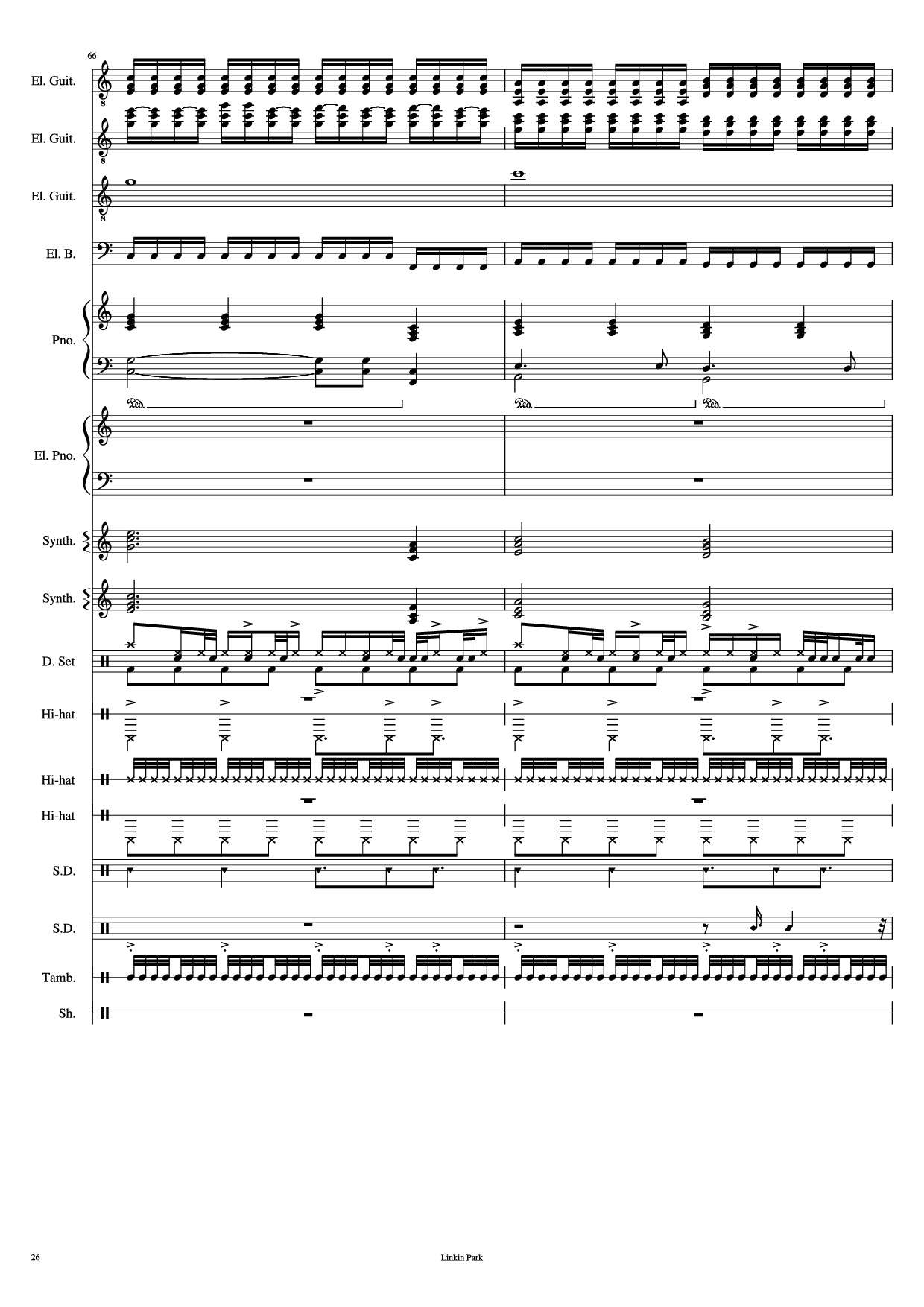 Page 26 of Sheet music PDF Piano Guitar Tab Iridescent Piano - Linkin Park