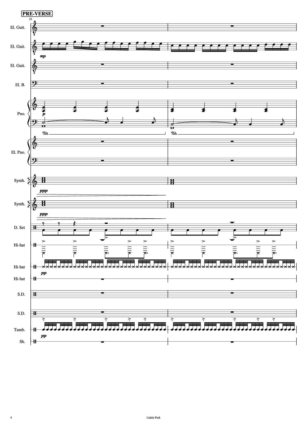 Page 4 of Sheet music PDF Piano Guitar Tab Iridescent Piano - Linkin Park