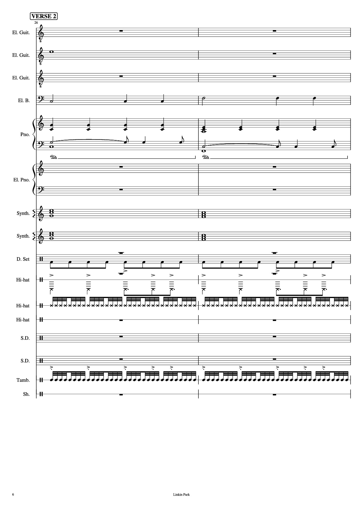 Page 6 of Sheet music PDF Piano Guitar Tab Iridescent Piano - Linkin Park