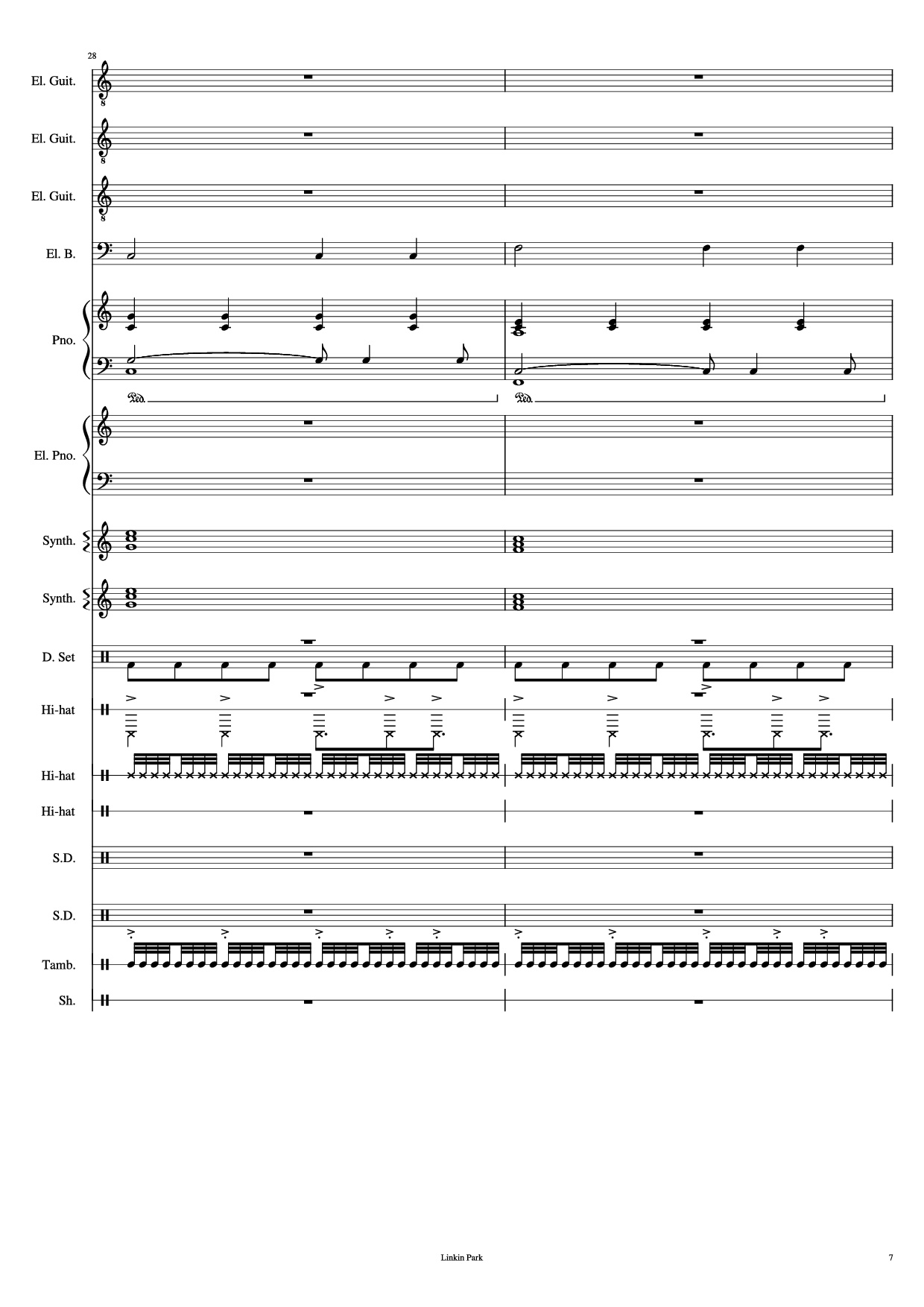 Page 7 of Sheet music PDF Piano Guitar Tab Iridescent Piano - Linkin Park