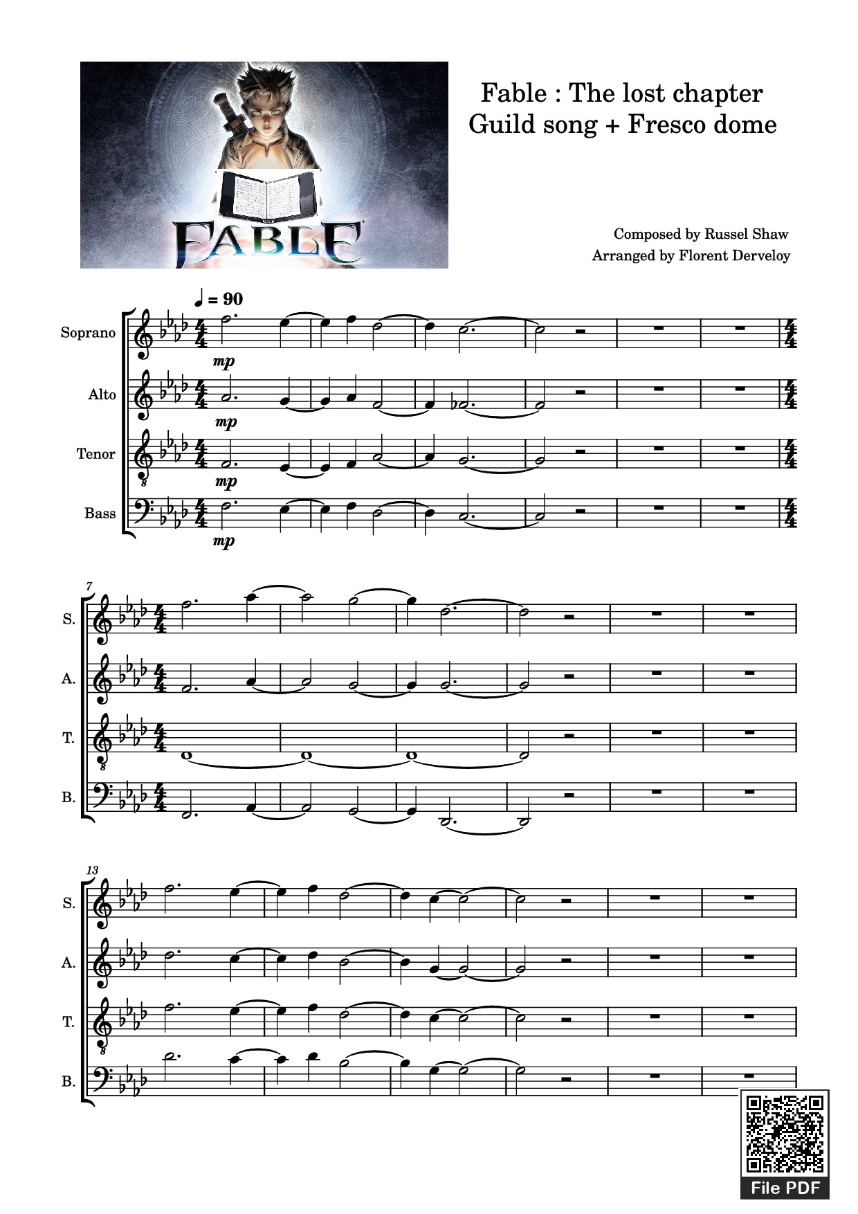 Sheet PDF of Fable : The lost chapter Guild song + Fresco dome