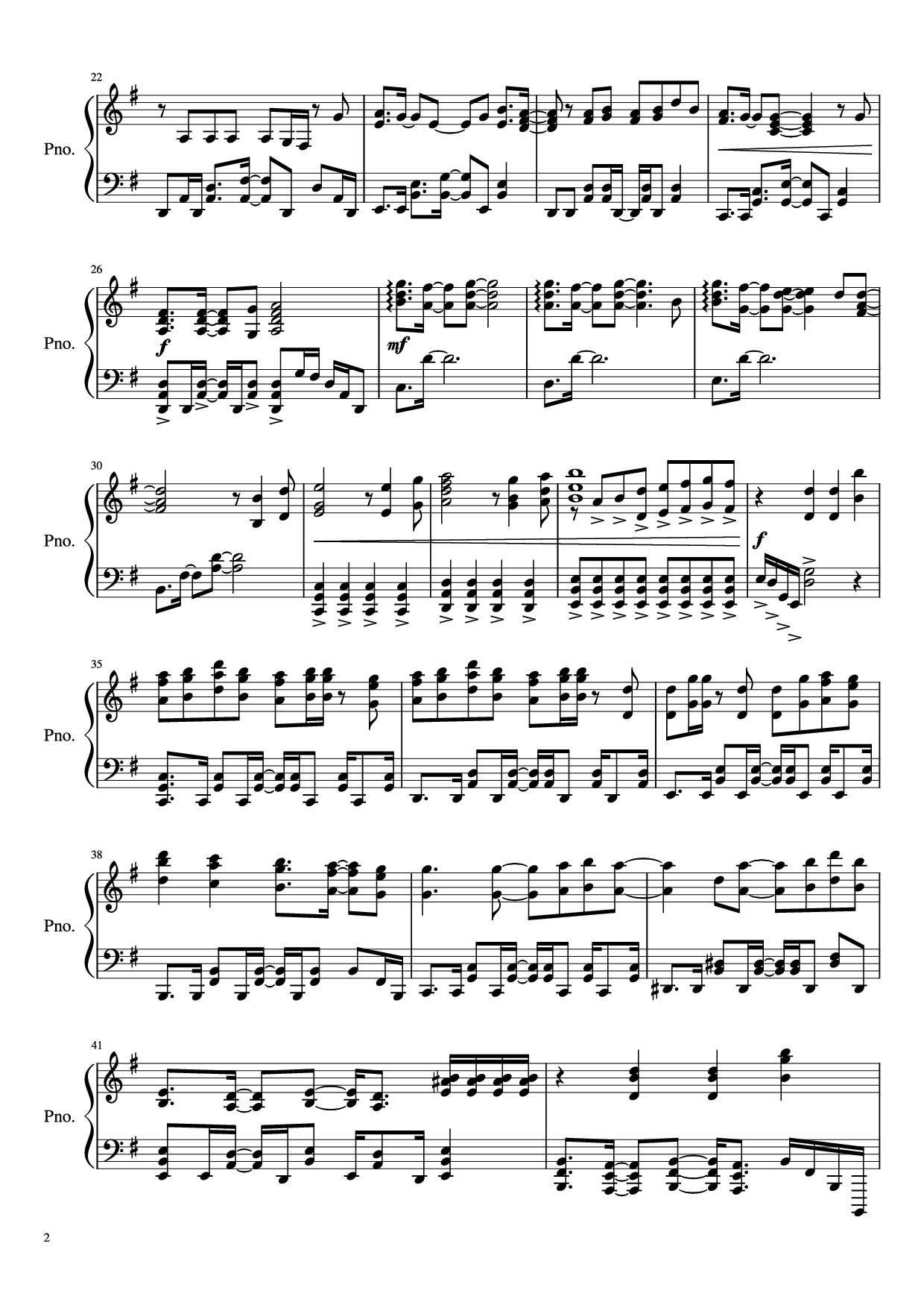 Page 2 of Sheet music PDF Piano 紅蓮華 Gurenge Piano - LiSA/草野華余子