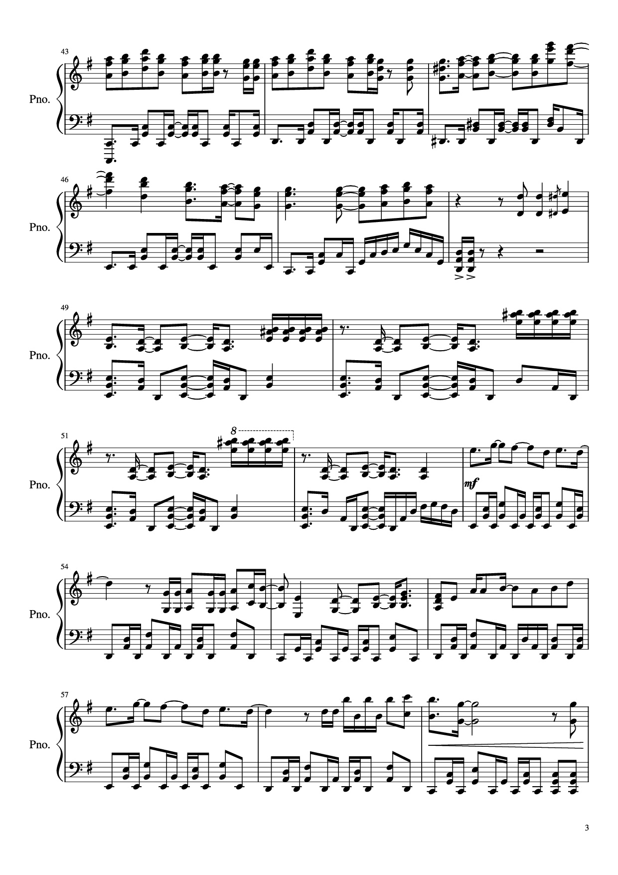 Page 3 of Sheet music PDF Piano 紅蓮華 Gurenge Piano - LiSA/草野華余子