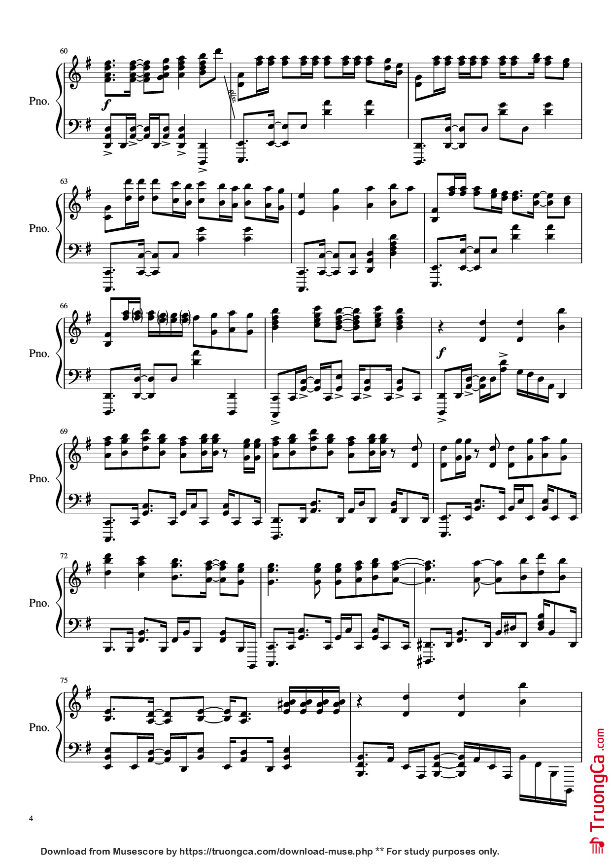 Page 4 of Sheet music PDF Piano 紅蓮華 Gurenge Piano - LiSA/草野華余子