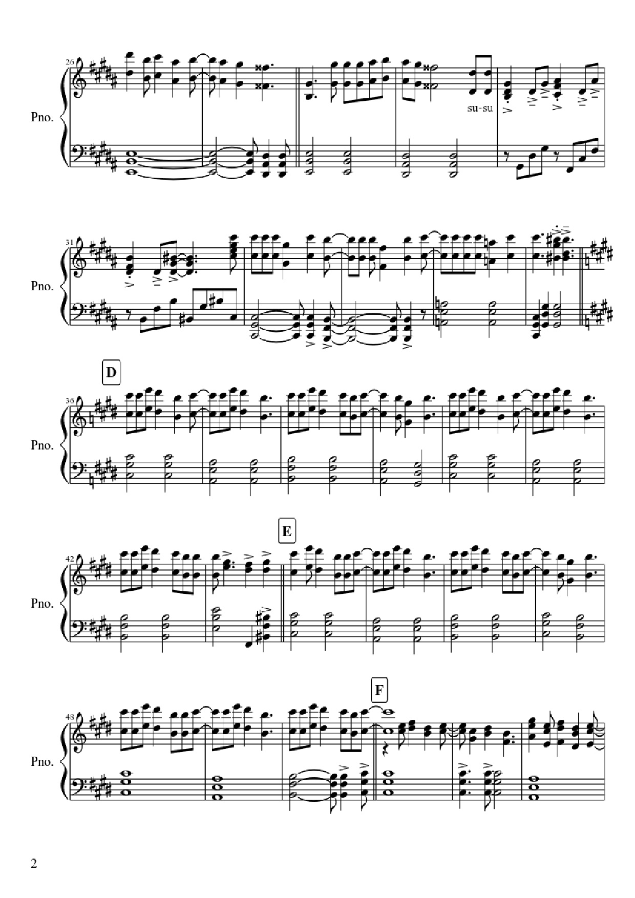Page 2 of Sheet music PDF Piano Attack On Titan Theme Piano - Undefined