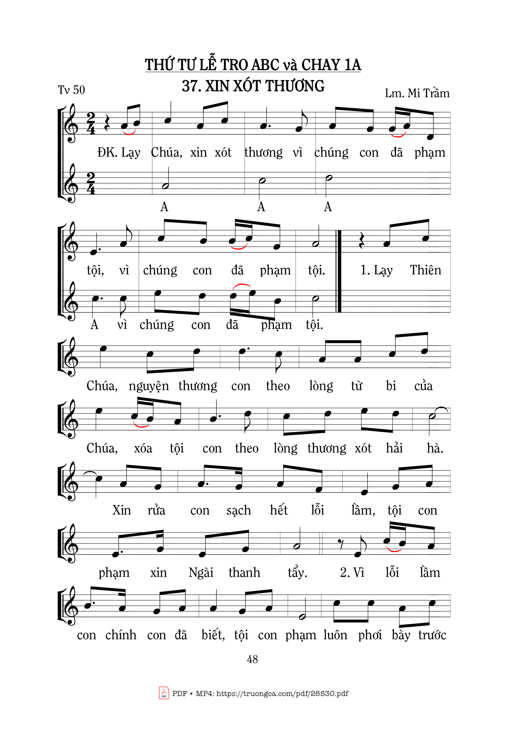 Sheet PDF of Thánh Vịnh 50, Xin Xót Thương