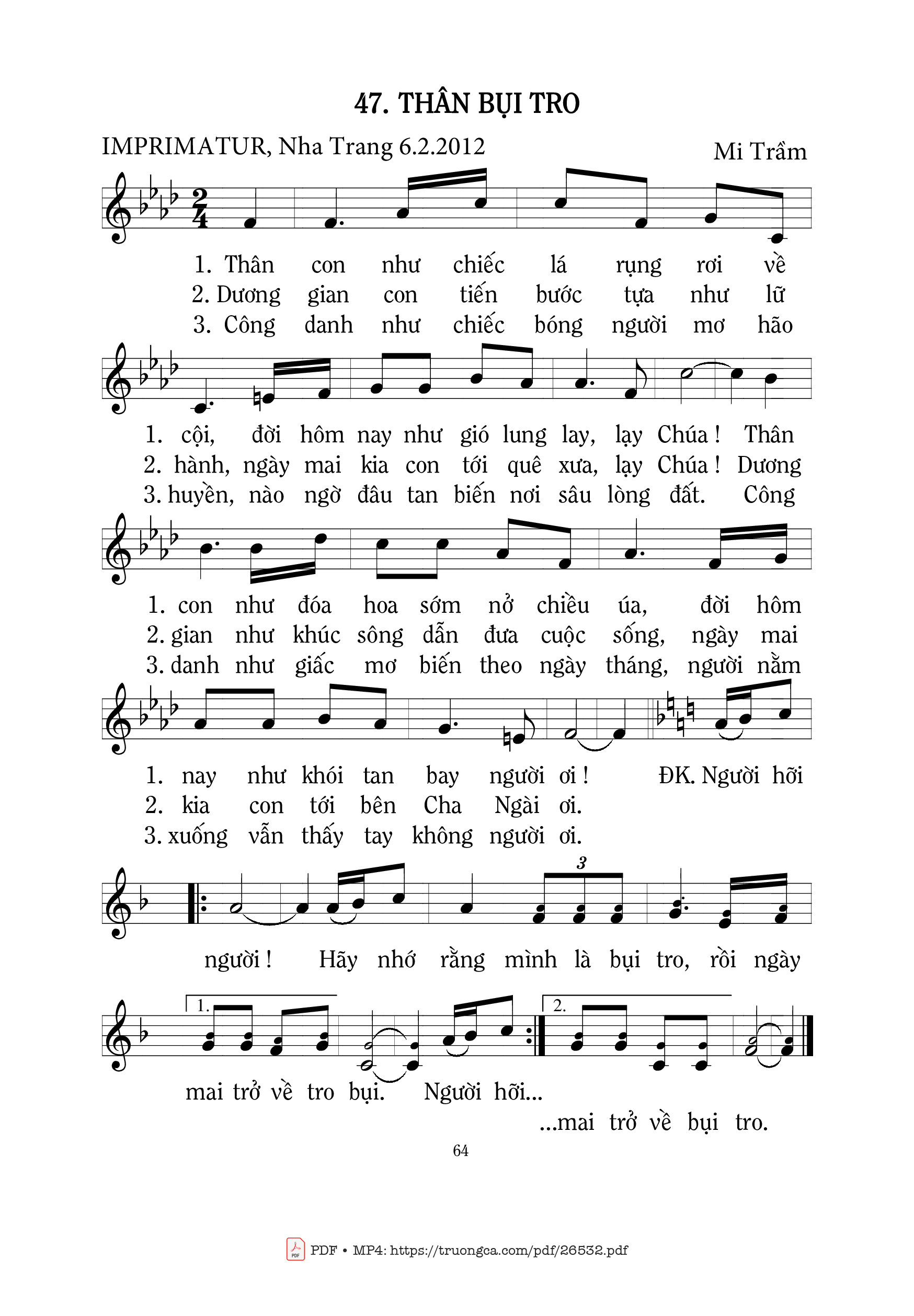 Sheet PDF of Thân Bụi Tro